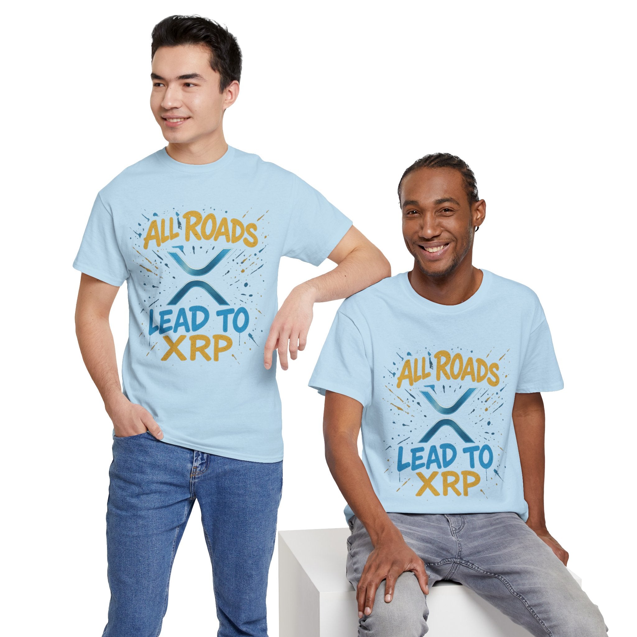 XRP Crypto Tee — "All Roads Lead to XRP" Casual Cryptocurrency Shirt