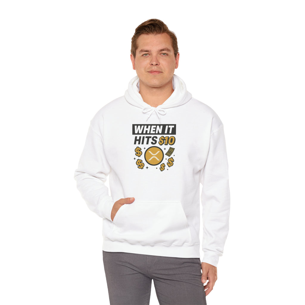 Crypto HODL Hoodie – "When It Hits 10" Funny XRP Coin Sweatshirt