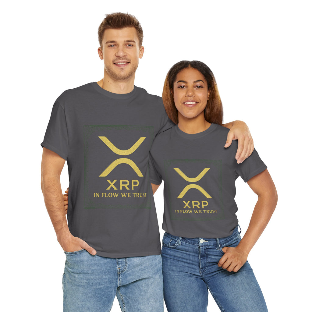 XRP Logo T-Shirt — "In Flow We Trust" Crypto Tee for Ripple Fans