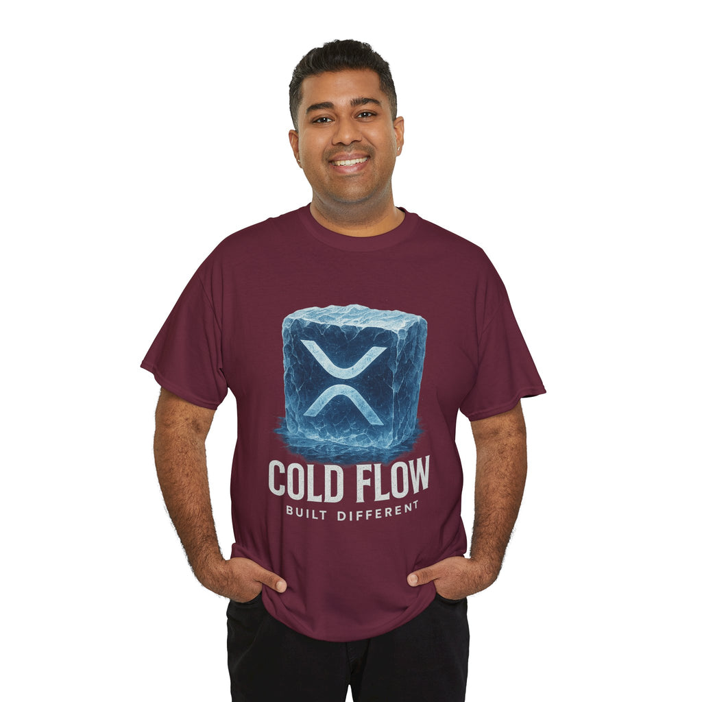 Cold Flow Ripple Logo T‑Shirt — 'Cold Flow: Built Different' Ice Cube Design