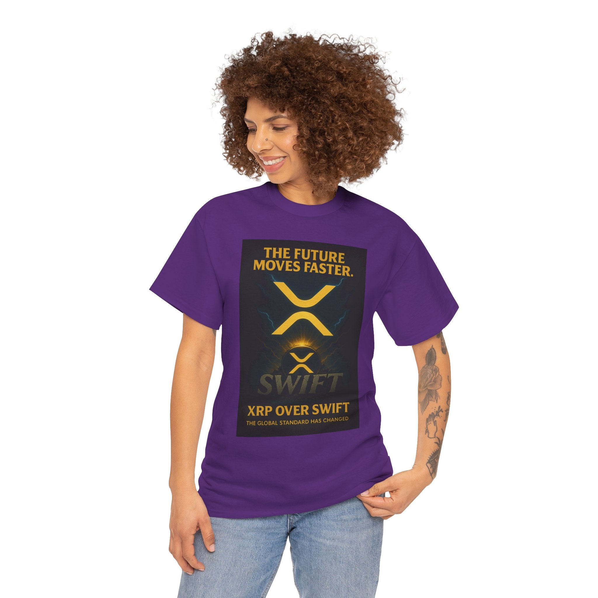 XRP Swift Crypto T-Shirt — “The Future Moves Faster” XRP Over Swift Tee