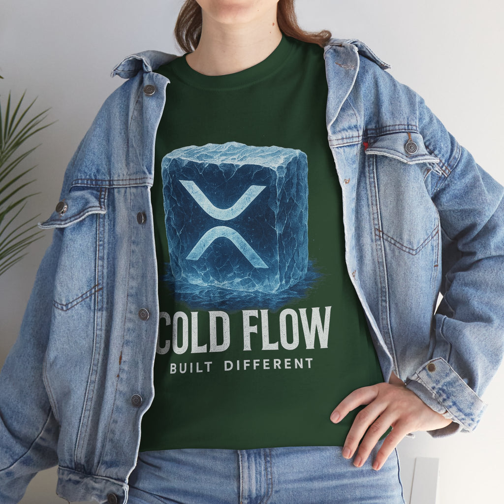 Cold Flow Ripple Logo T‑Shirt — 'Cold Flow: Built Different' Ice Cube Design
