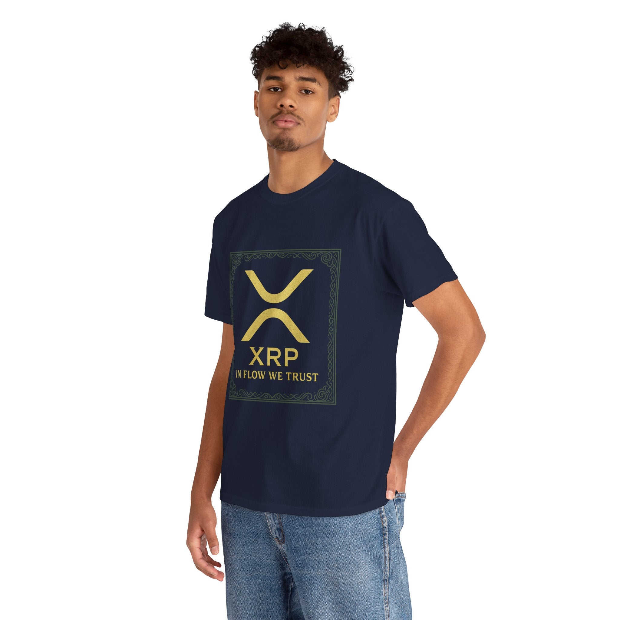 XRP Logo T-Shirt — "In Flow We Trust" Crypto Tee for Ripple Fans