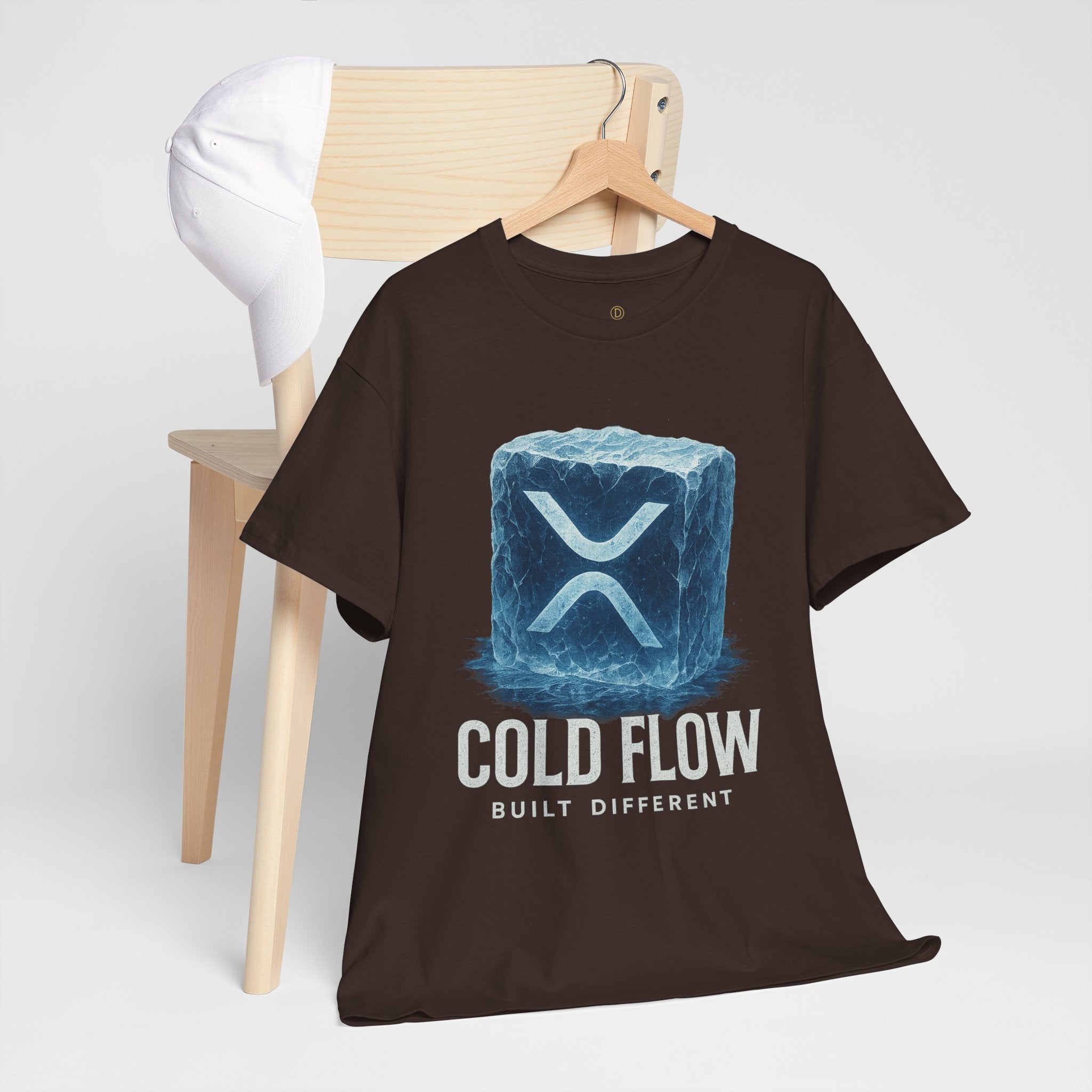 Cold Flow Ripple Logo T‑Shirt — 'Cold Flow: Built Different' Ice Cube Design