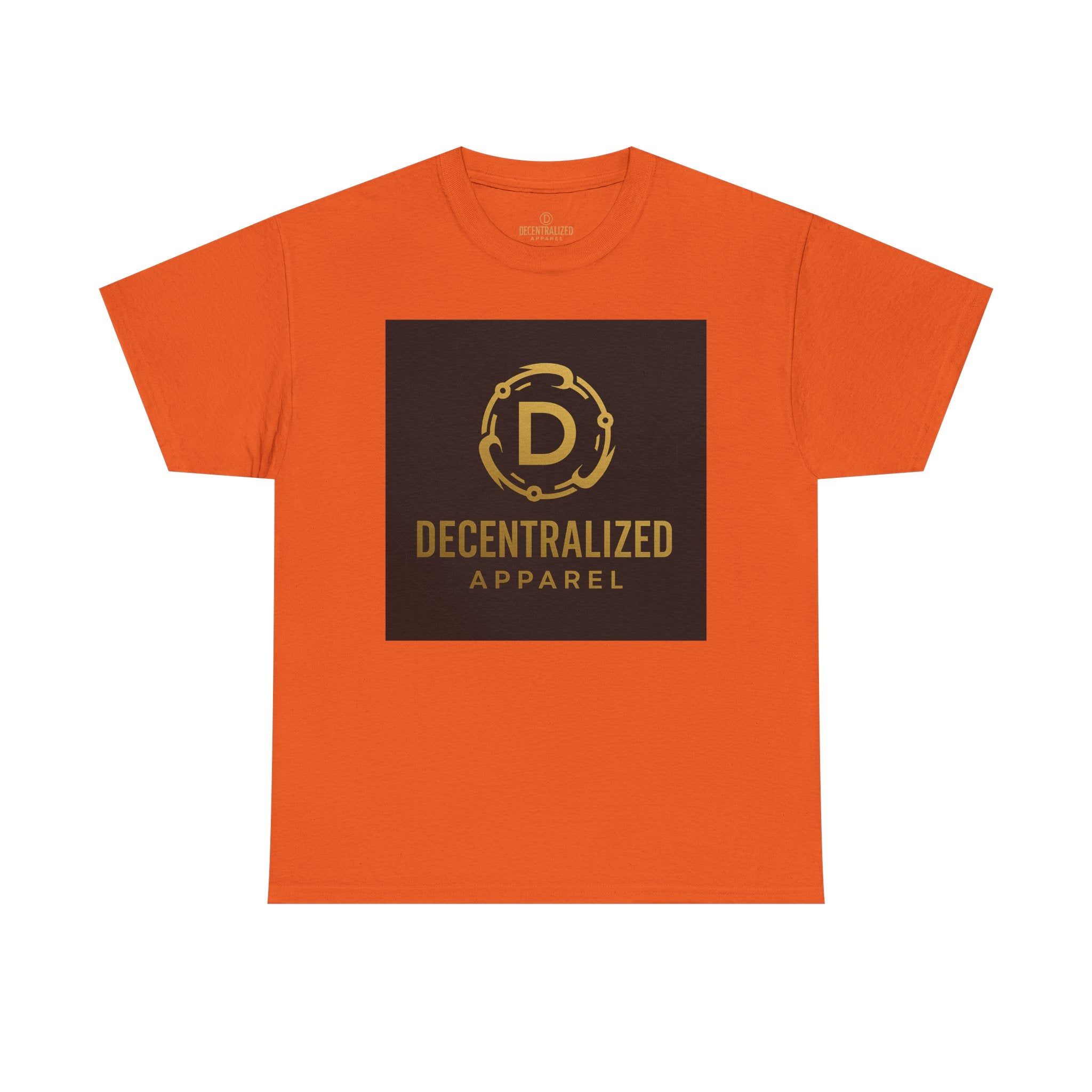 Decentralized Apparel Logo Tee — Gold Emblem Cotton T-Shirt