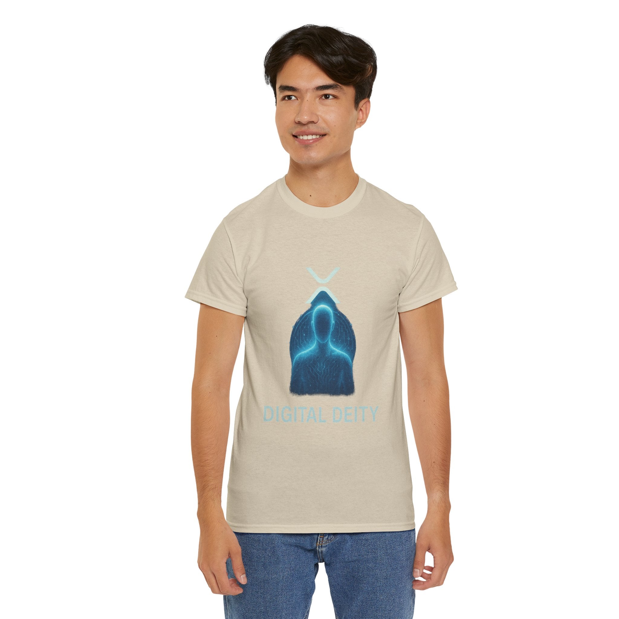 Digital Deity T‑Shirt — Futuristic Neon Tech Hoodie Tee