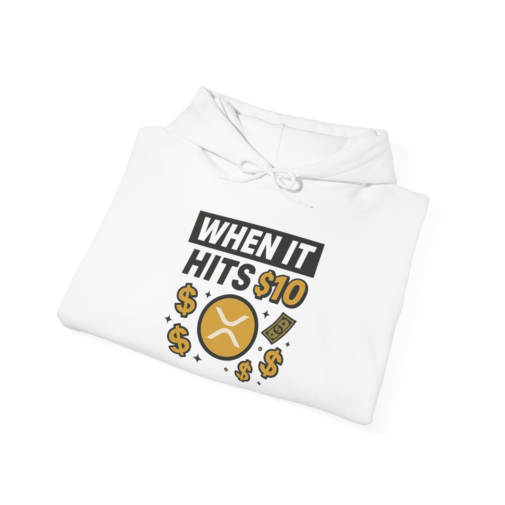 Crypto HODL Hoodie – "When It Hits 10" Funny XRP Coin Sweatshirt