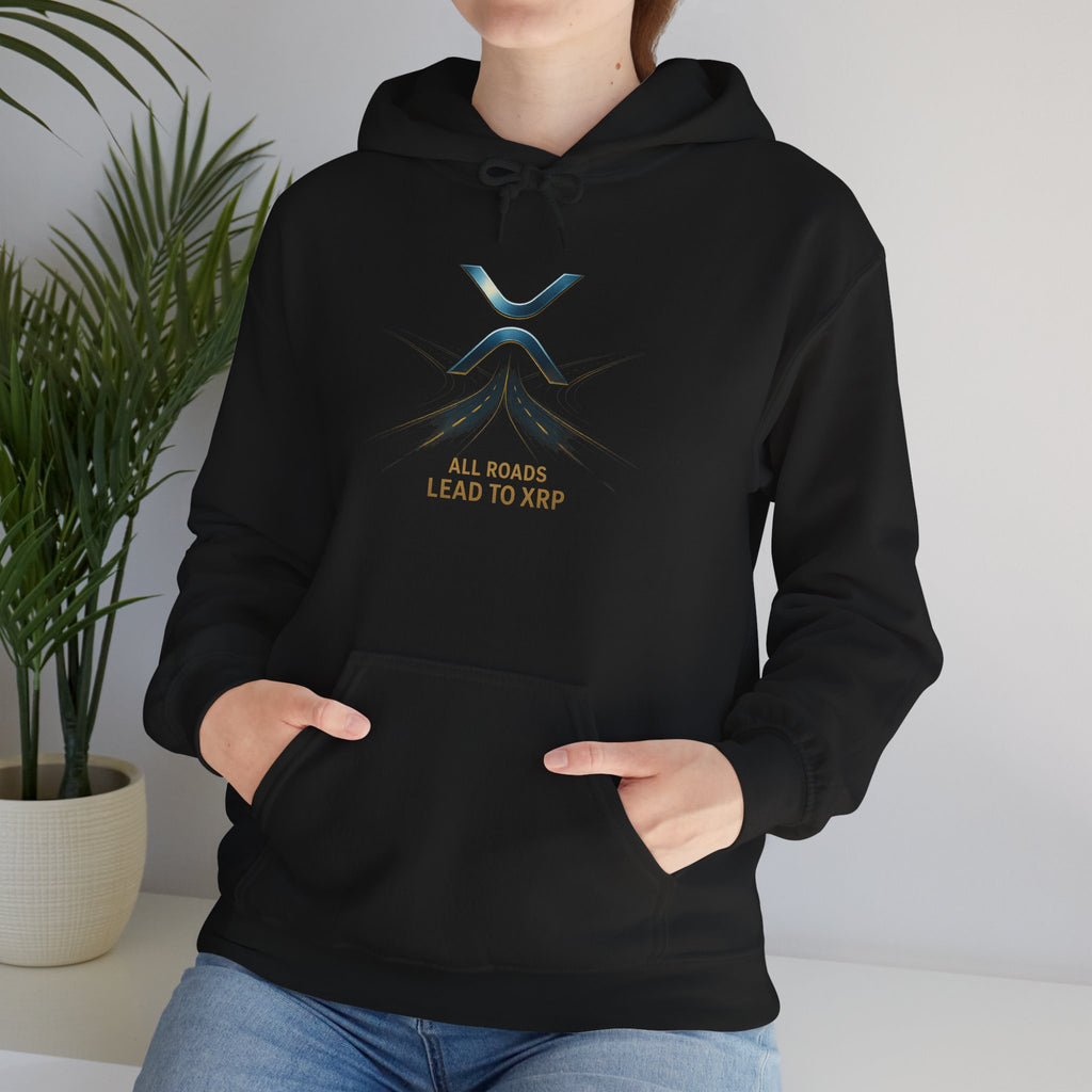 XRP Logo Hoodie — "All Roads Lead to XRP" Minimal Crypto Hoodie