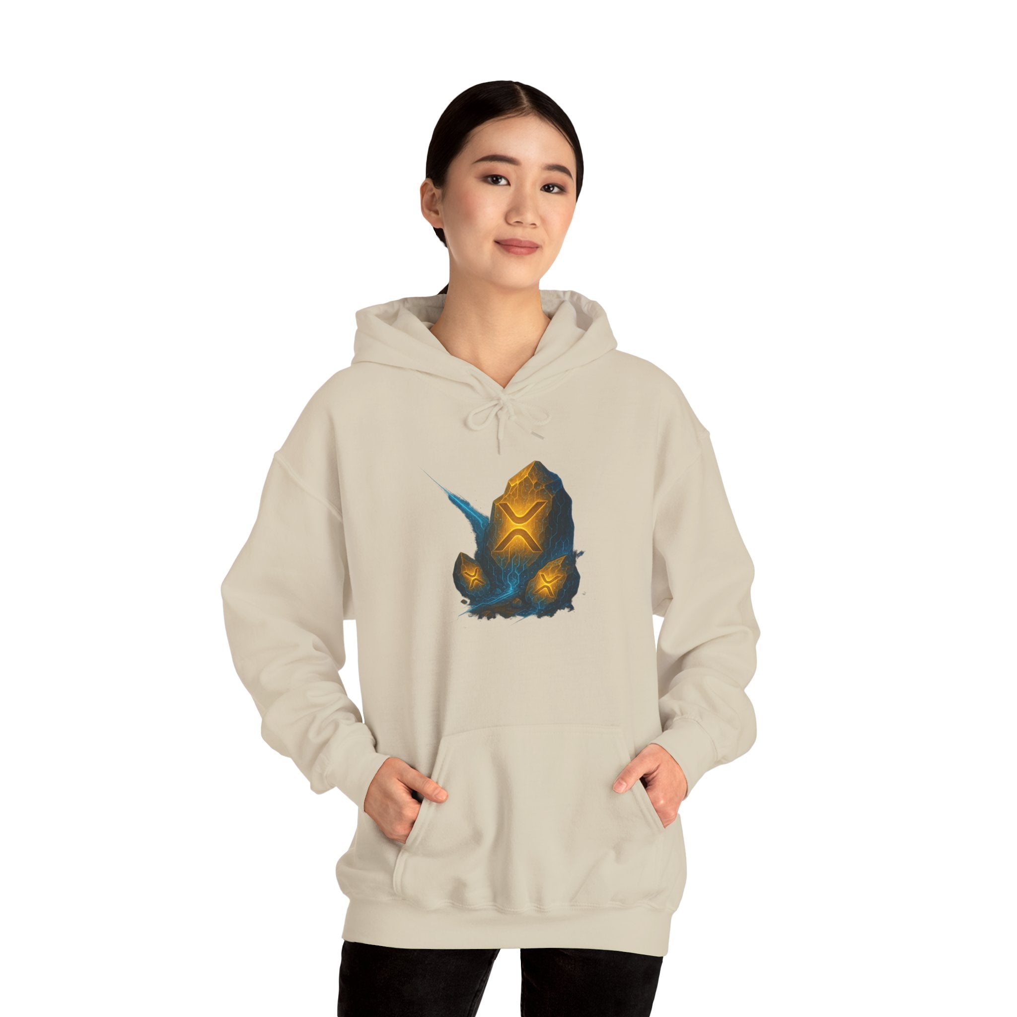 Rune Stone Hoodie — Glowing Mystic Rock Graphic Hooded Sweatshirt