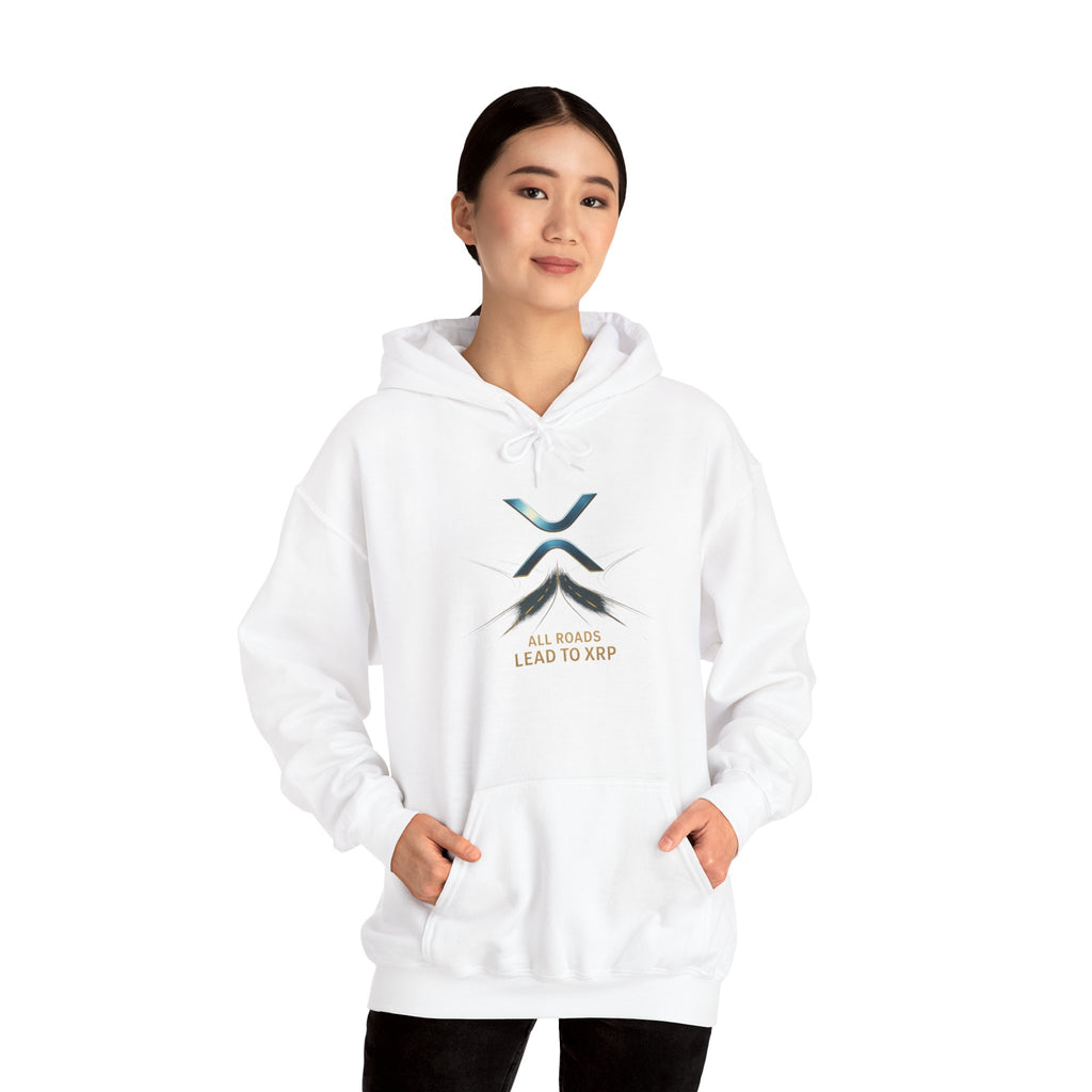 XRP Logo Hoodie — "All Roads Lead to XRP" Minimal Crypto Hoodie