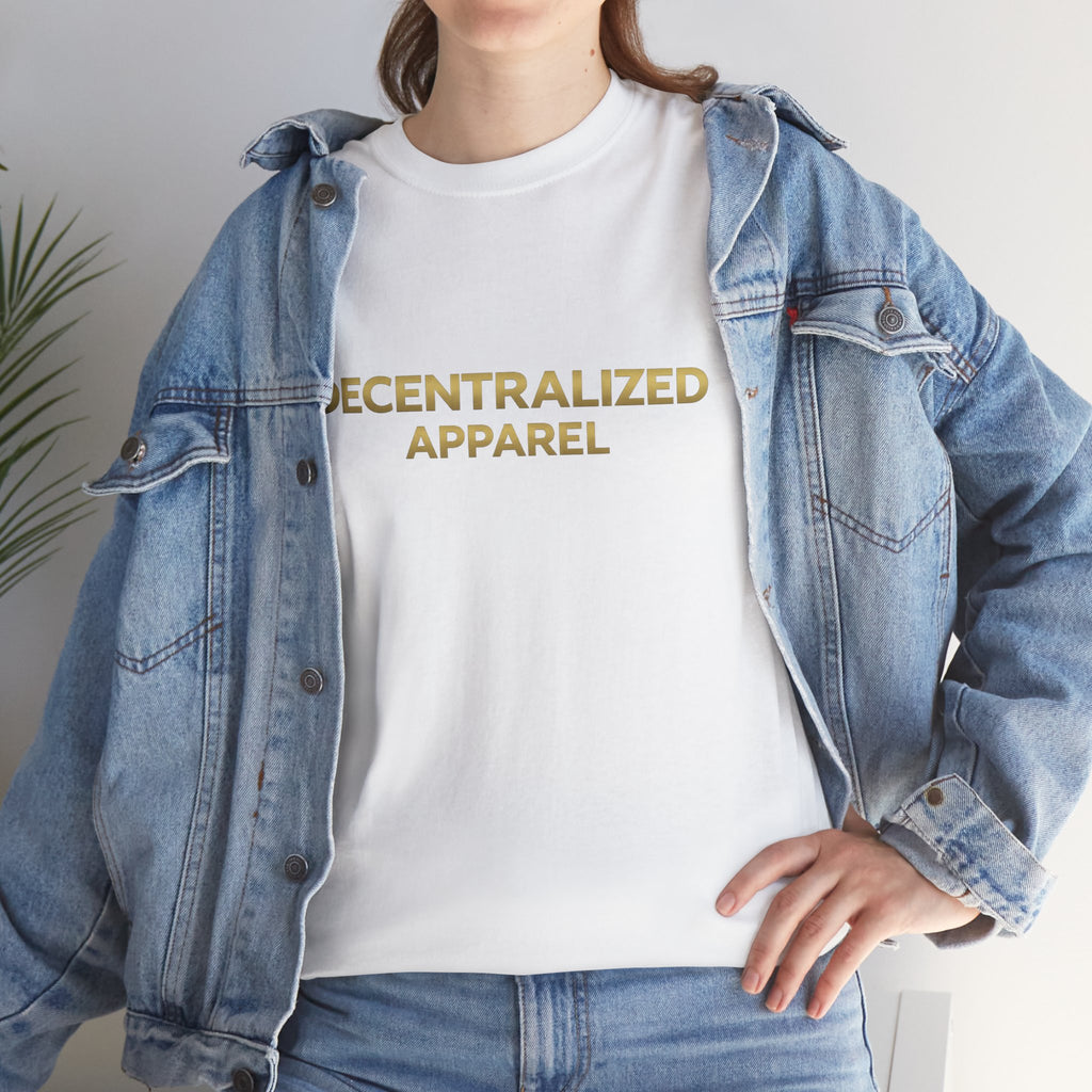 Decentralized Apparel T‑Shirt — Minimal Gold Logo Tee