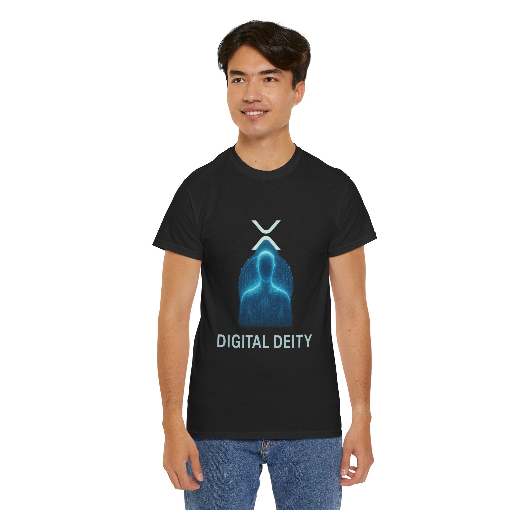Digital Deity T‑Shirt — Futuristic Neon Tech Hoodie Tee
