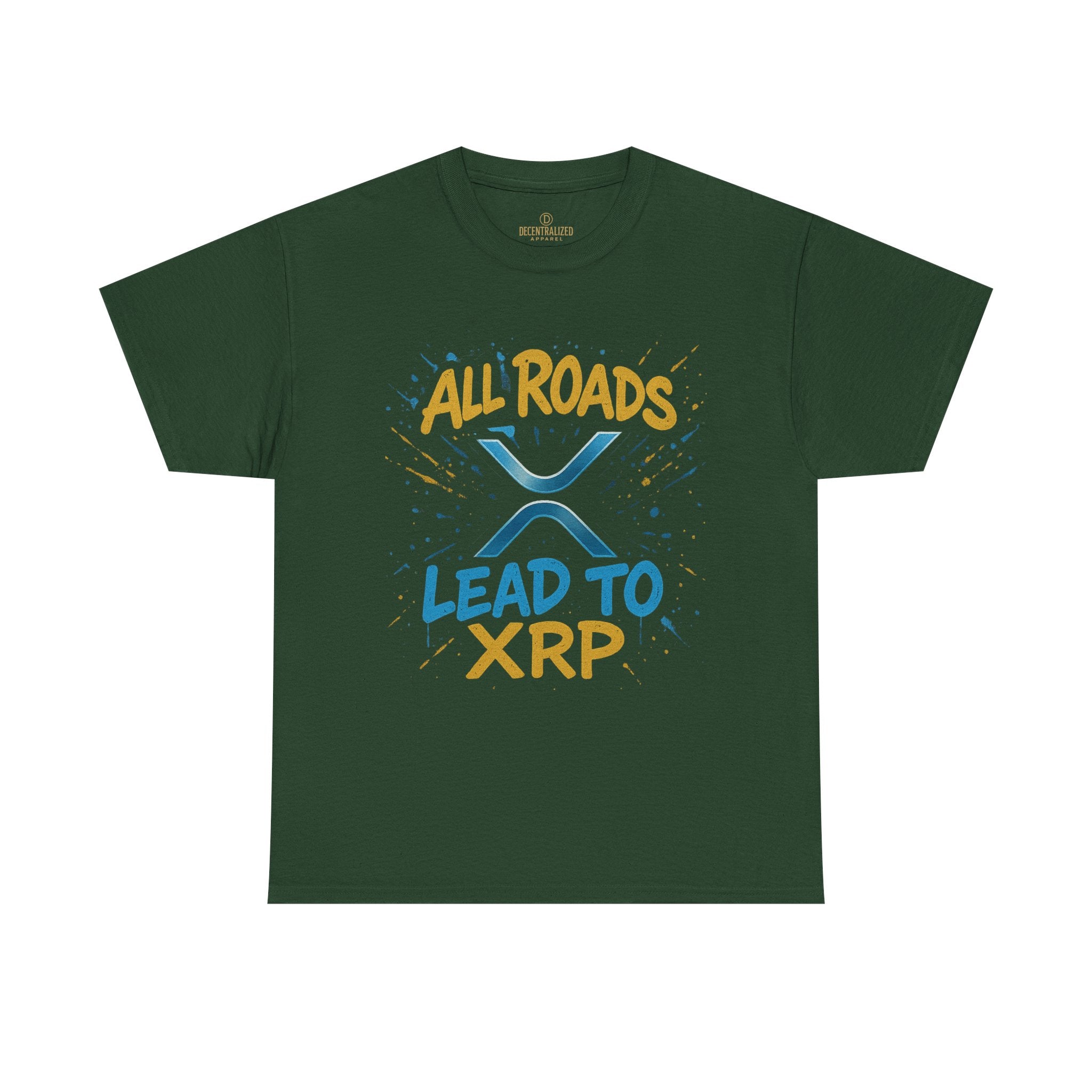 XRP Crypto Tee — "All Roads Lead to XRP" Casual Cryptocurrency Shirt