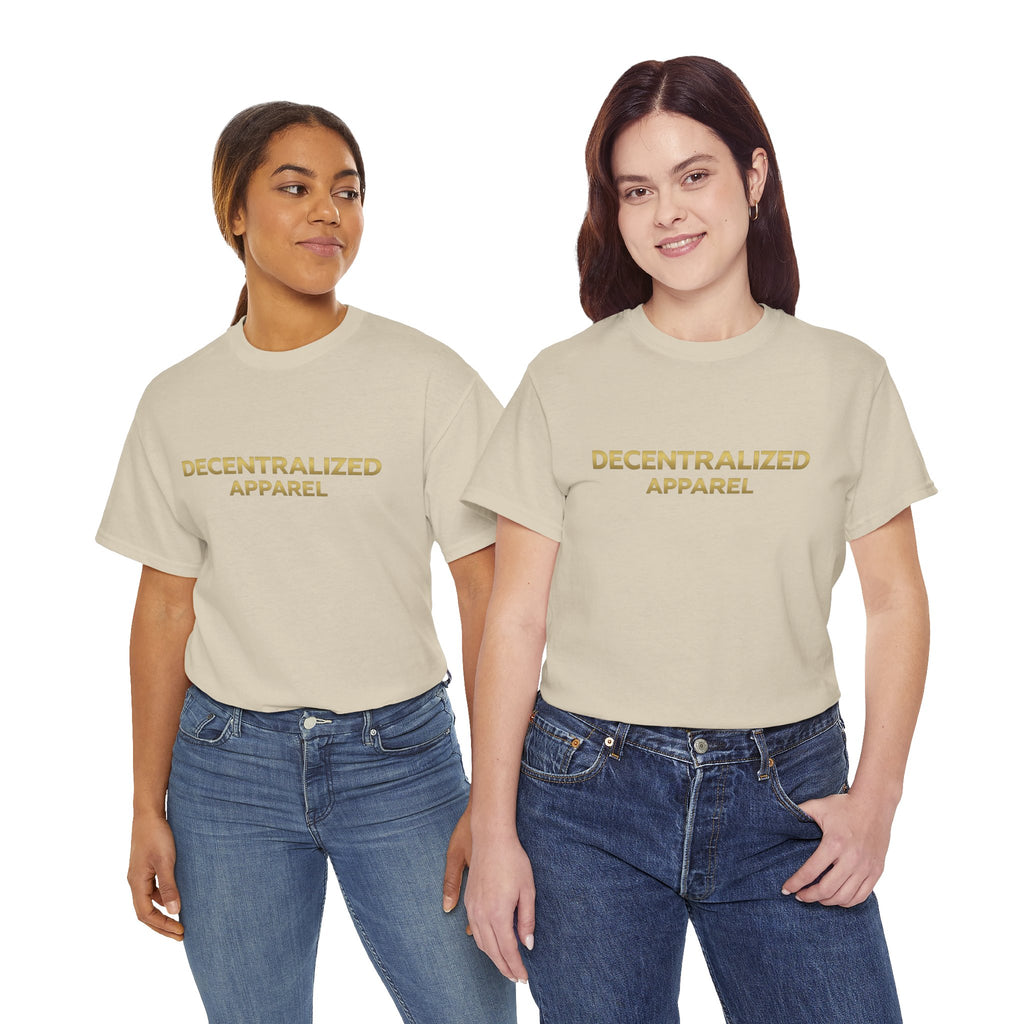 Decentralized Apparel T‑Shirt — Minimal Gold Logo Tee