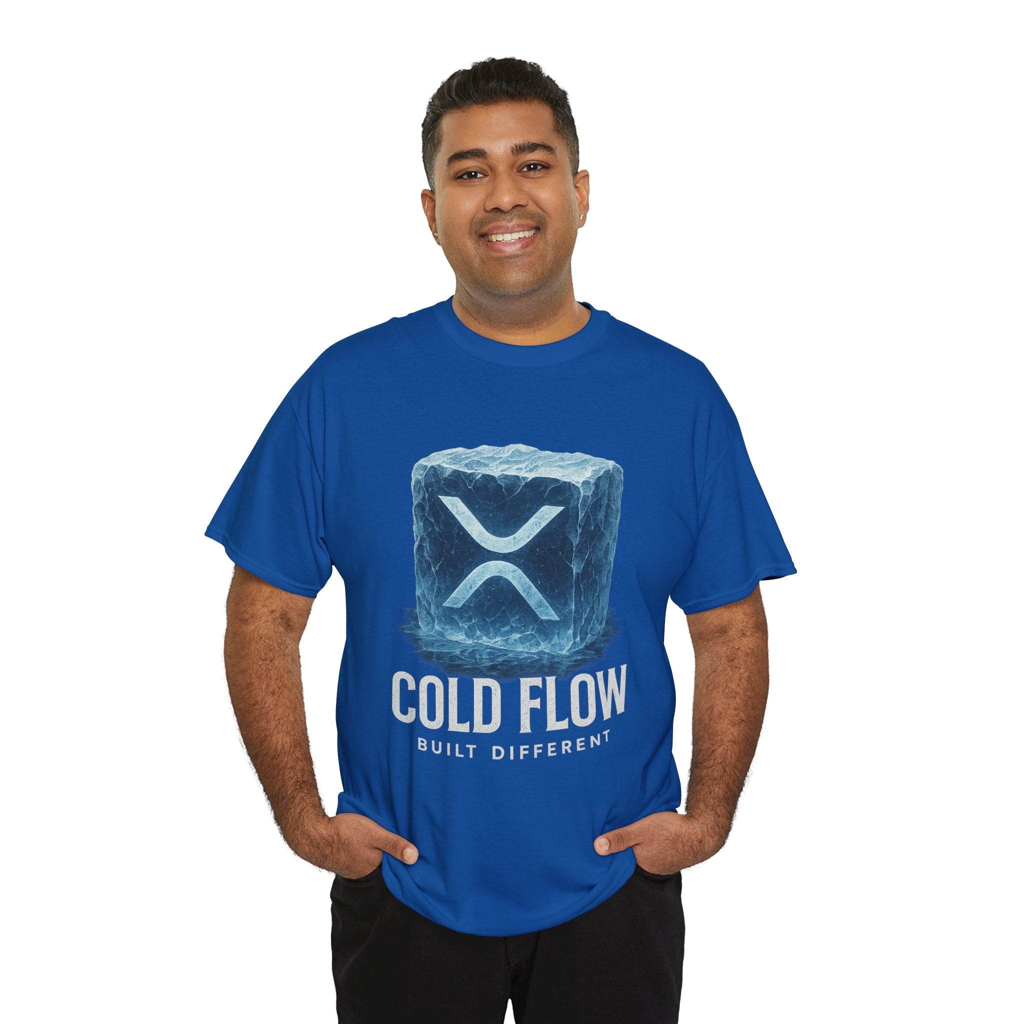 Cold Flow Ripple Logo T‑Shirt — 'Cold Flow: Built Different' Ice Cube Design