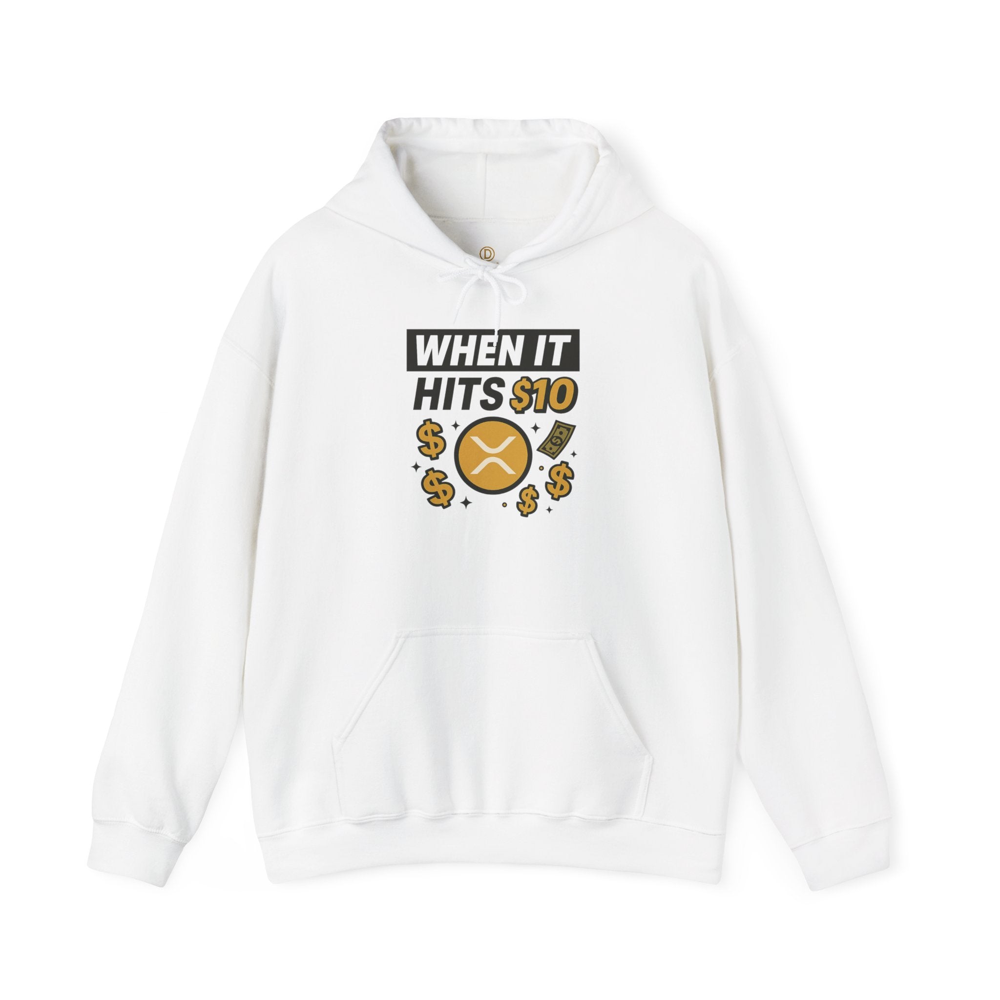 Crypto HODL Hoodie – "When It Hits 10" Funny XRP Coin Sweatshirt