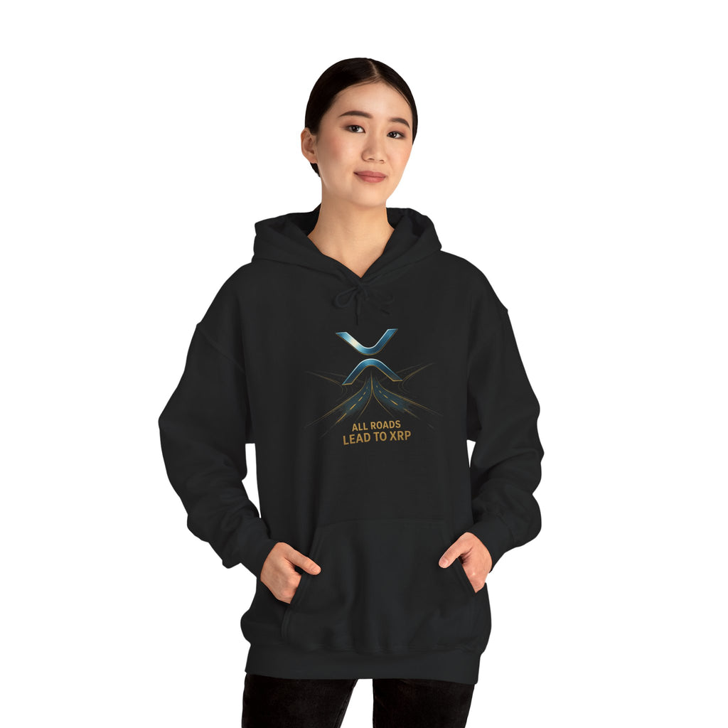 XRP Logo Hoodie — "All Roads Lead to XRP" Minimal Crypto Hoodie