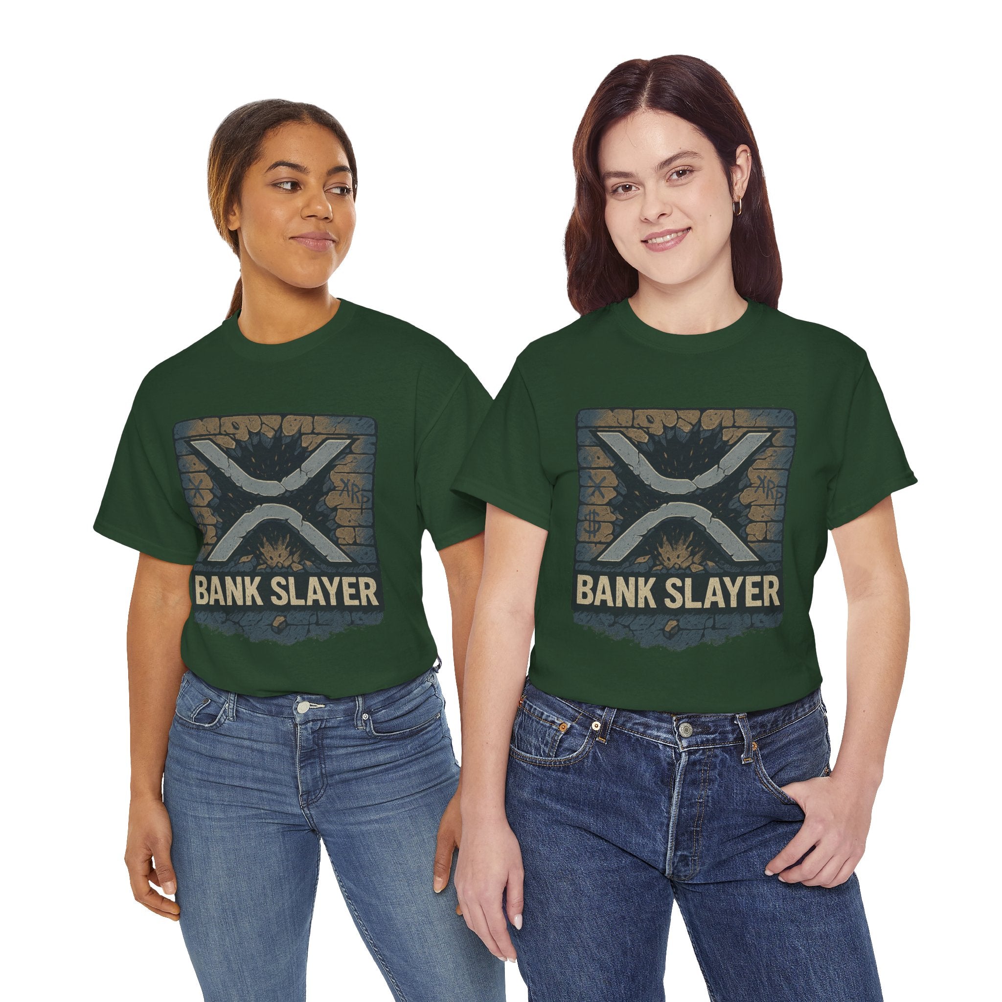 Bank Slayer T‑Shirt — Retro Grunge Crypto XRP Design