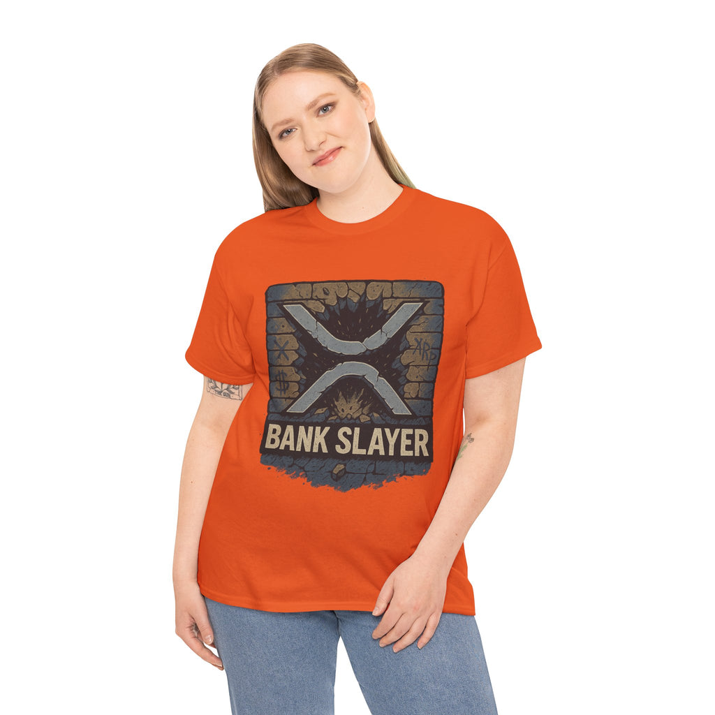 Bank Slayer T‑Shirt — Retro Grunge Crypto XRP Design