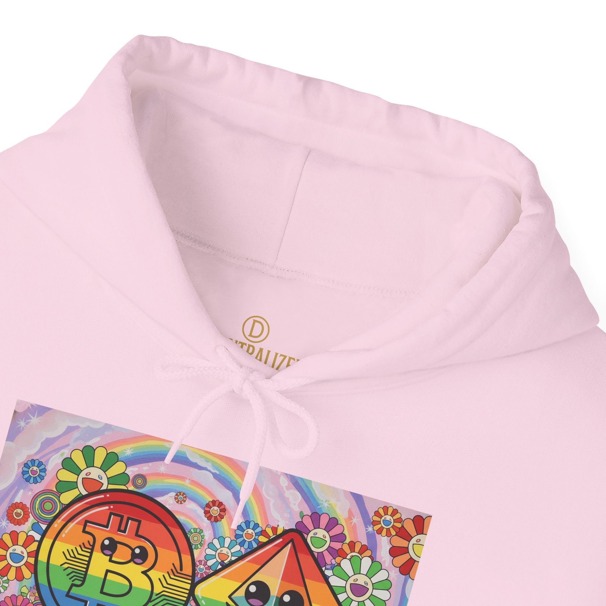 Crypto Flower Power Hoodie — Bitcoin & Ethereum Psychedelic Design