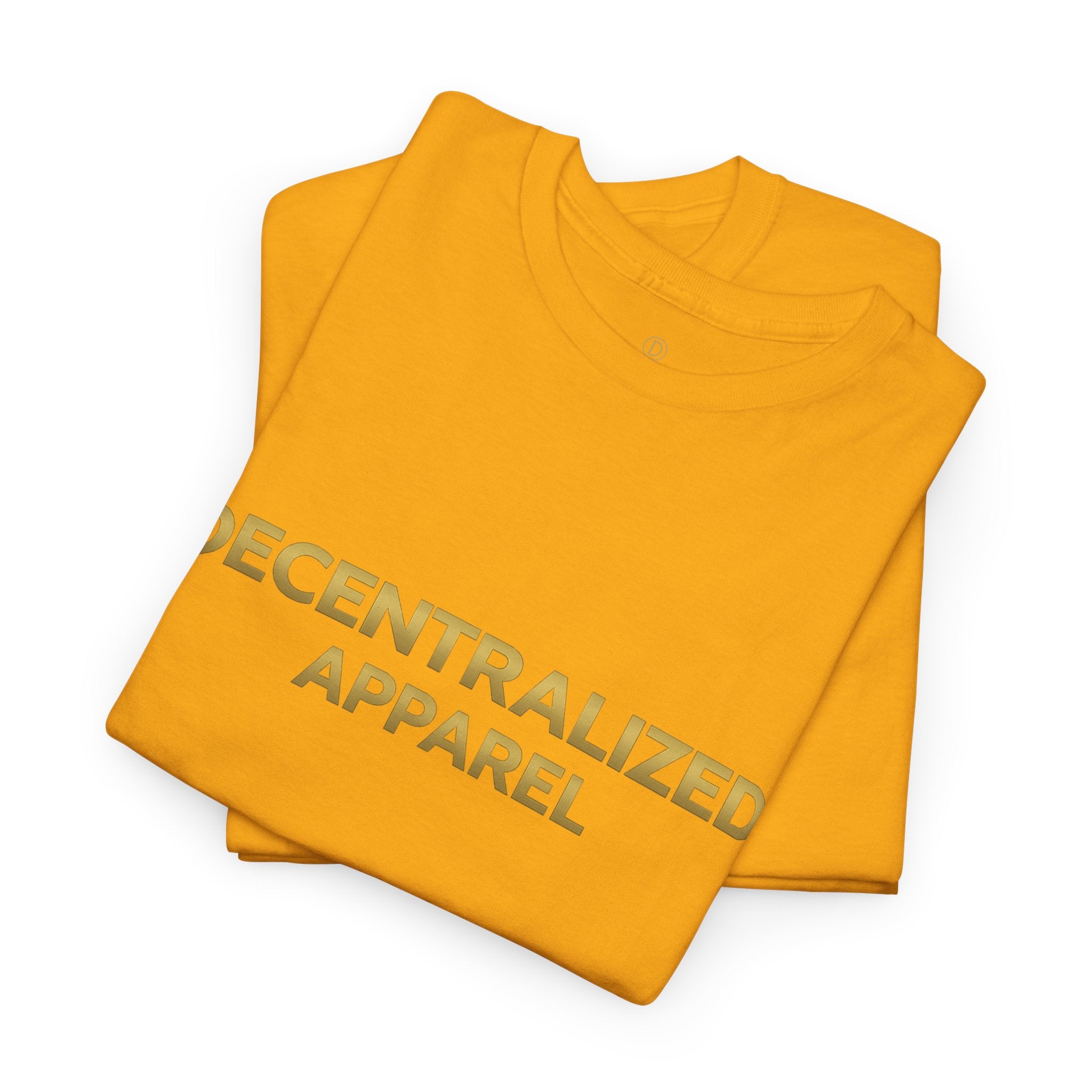 Decentralized Apparel T‑Shirt — Minimal Gold Logo Tee