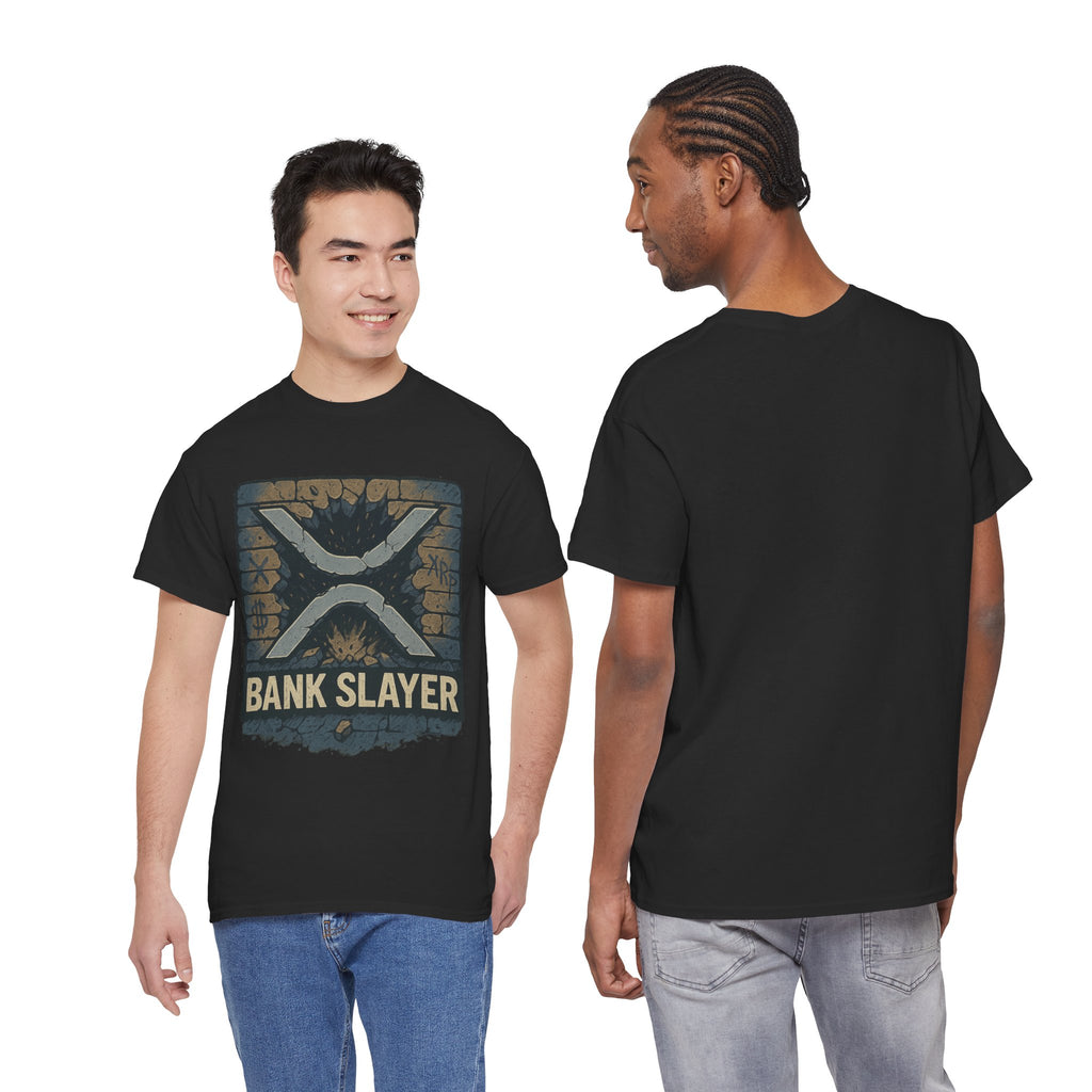 Bank Slayer T‑Shirt — Retro Grunge Crypto XRP Design