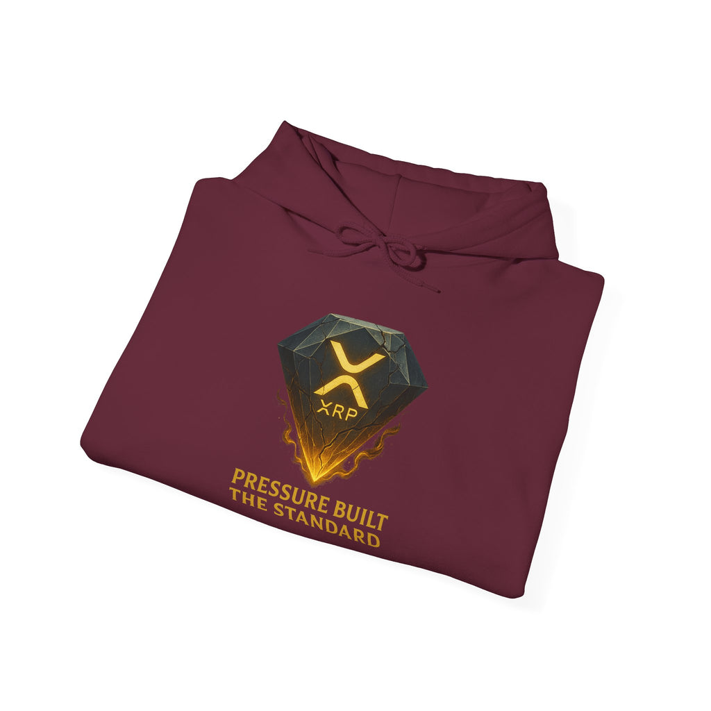 XRP Crypto Hoodie — "Pressure Built The Standard" Logo Pullover