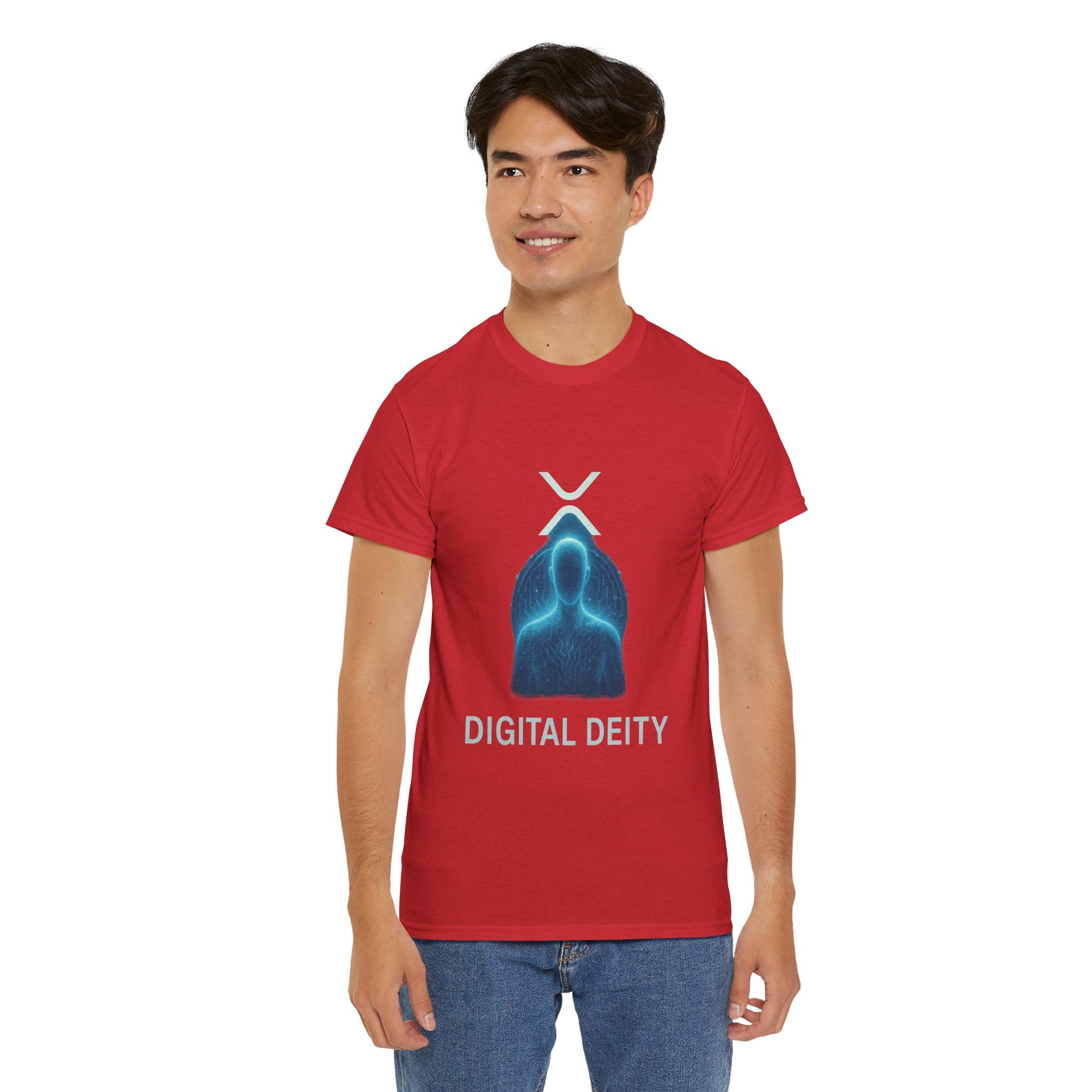 Digital Deity T‑Shirt — Futuristic Neon Tech Hoodie Tee