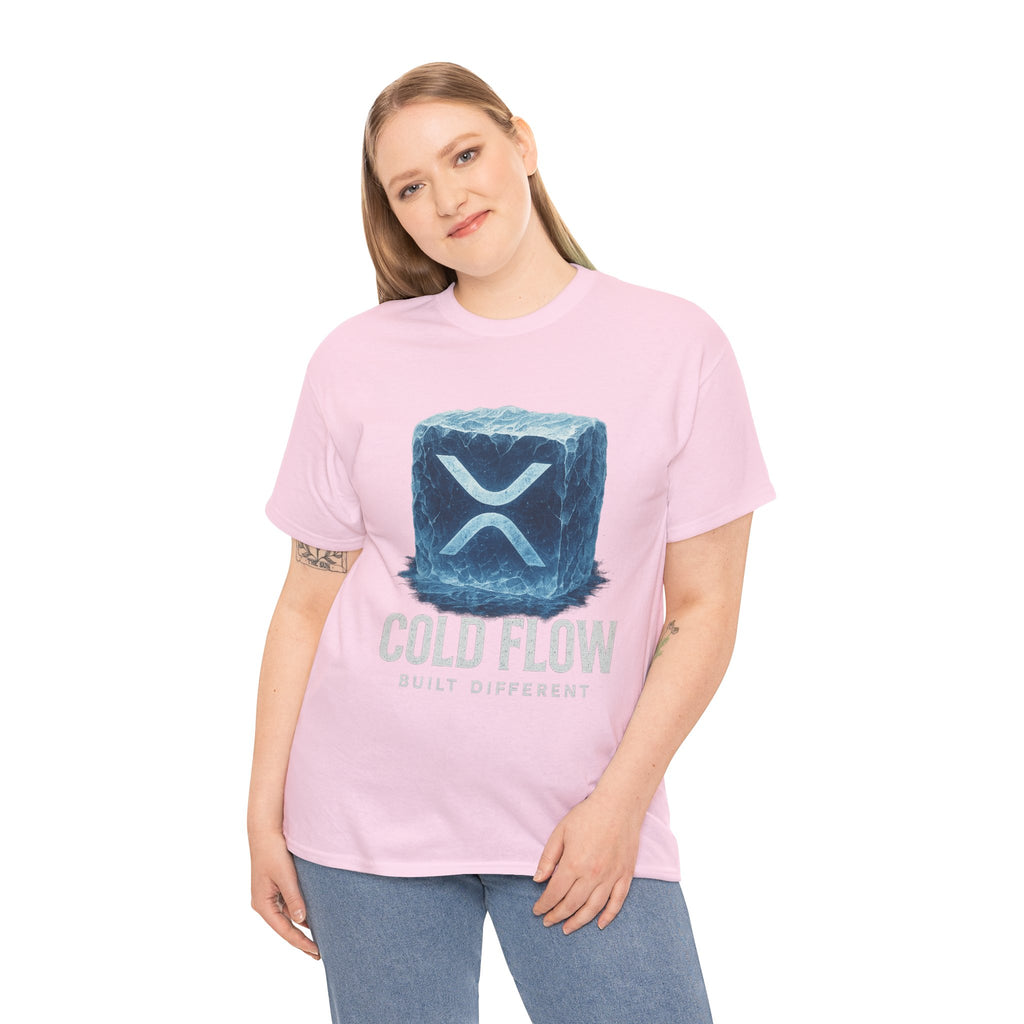 Cold Flow Ripple Logo T‑Shirt — 'Cold Flow: Built Different' Ice Cube Design