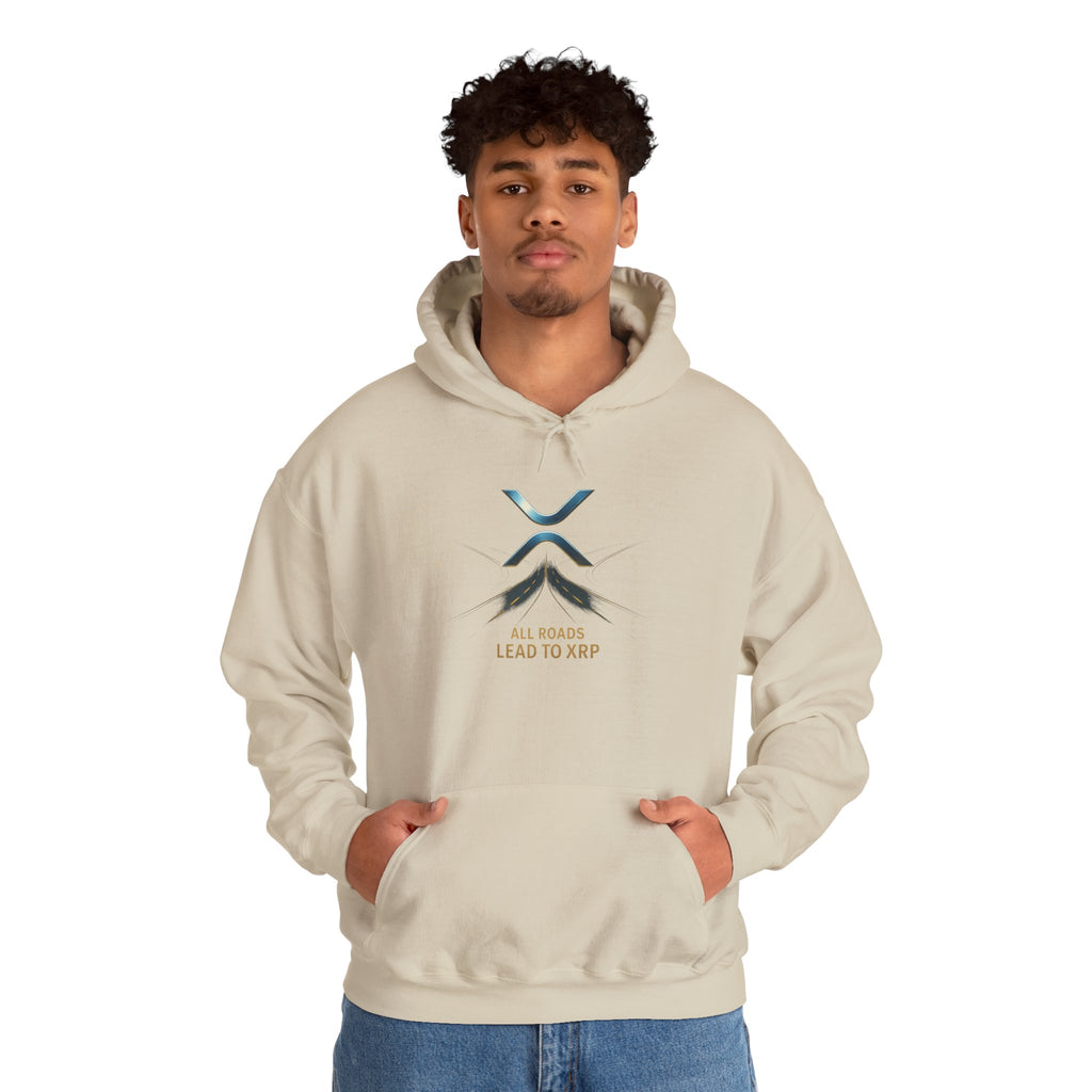 XRP Logo Hoodie — "All Roads Lead to XRP" Minimal Crypto Hoodie