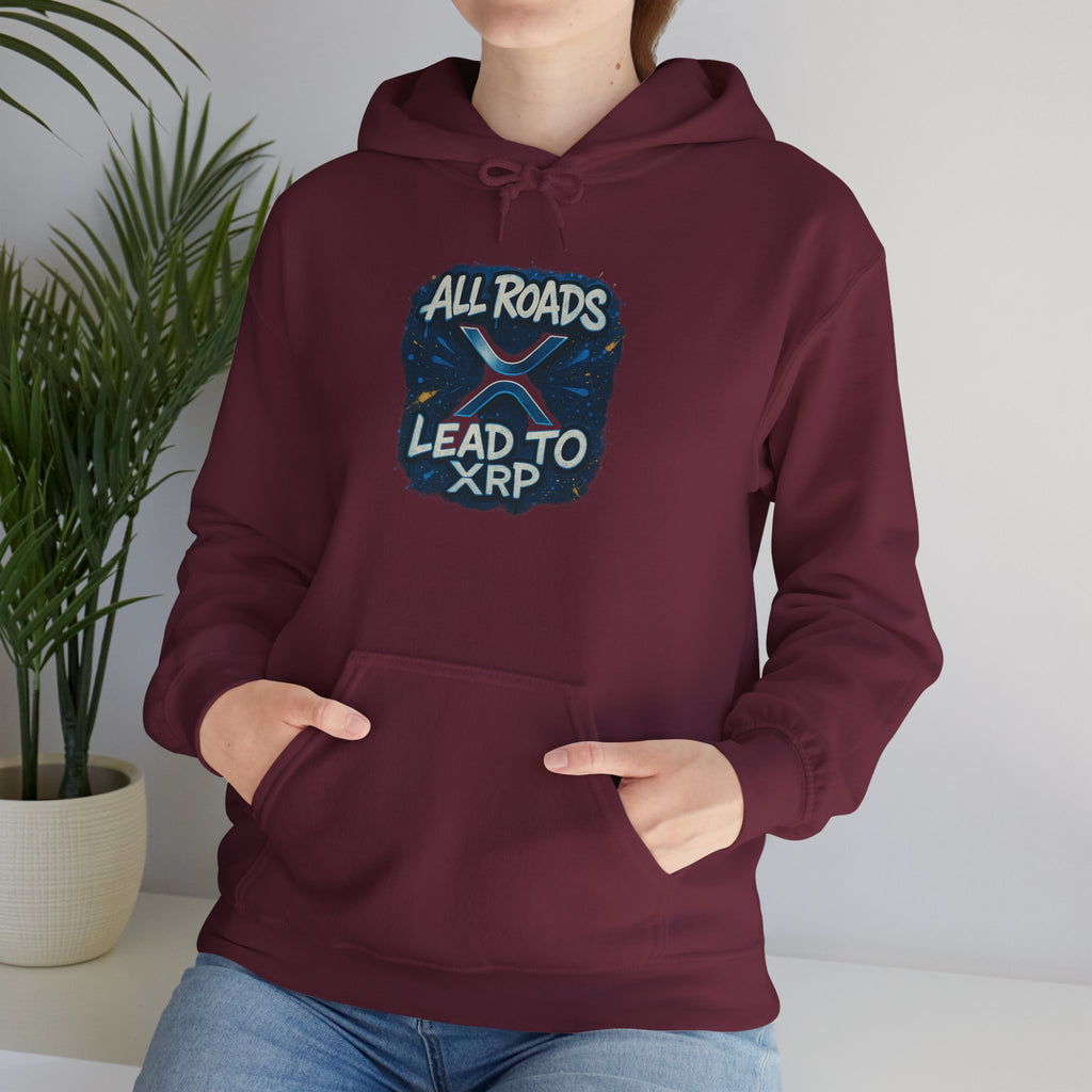 All Roads Lead to XRP Hoodie – Crypto Ripple Logo Sweatshirt