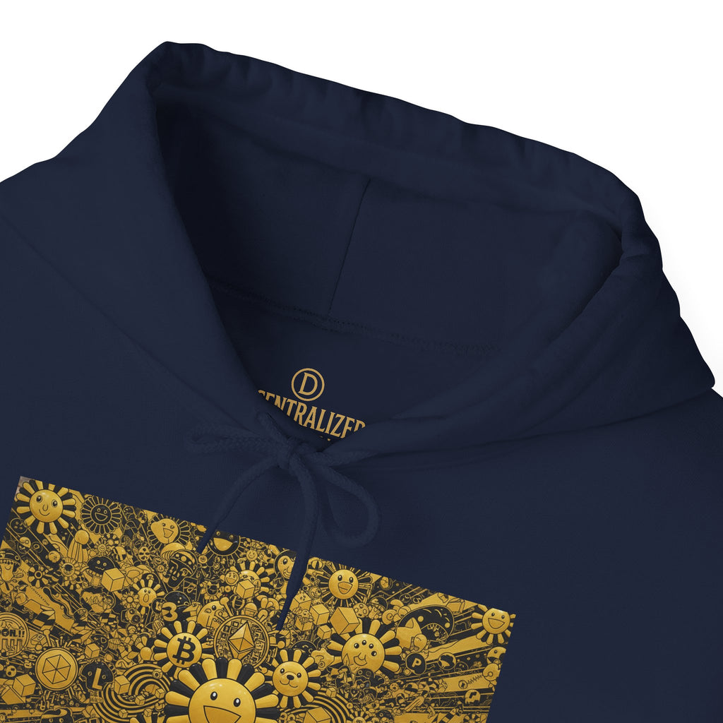Solar Mandala Hoodie — Golden Sunburst Graphic Pullover