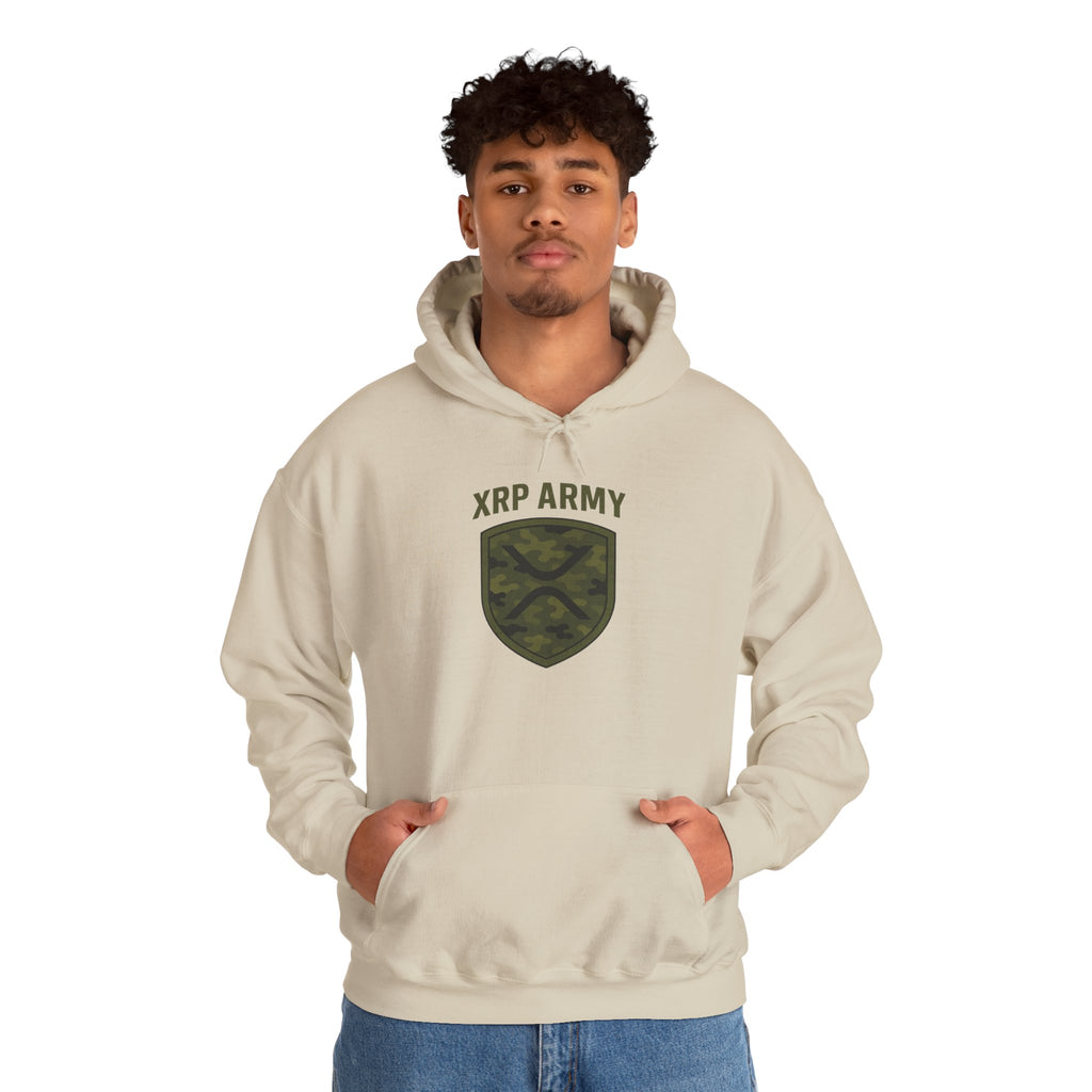 XRP Army Hoodie – Crypto Shield Camouflage Sweatshirt
