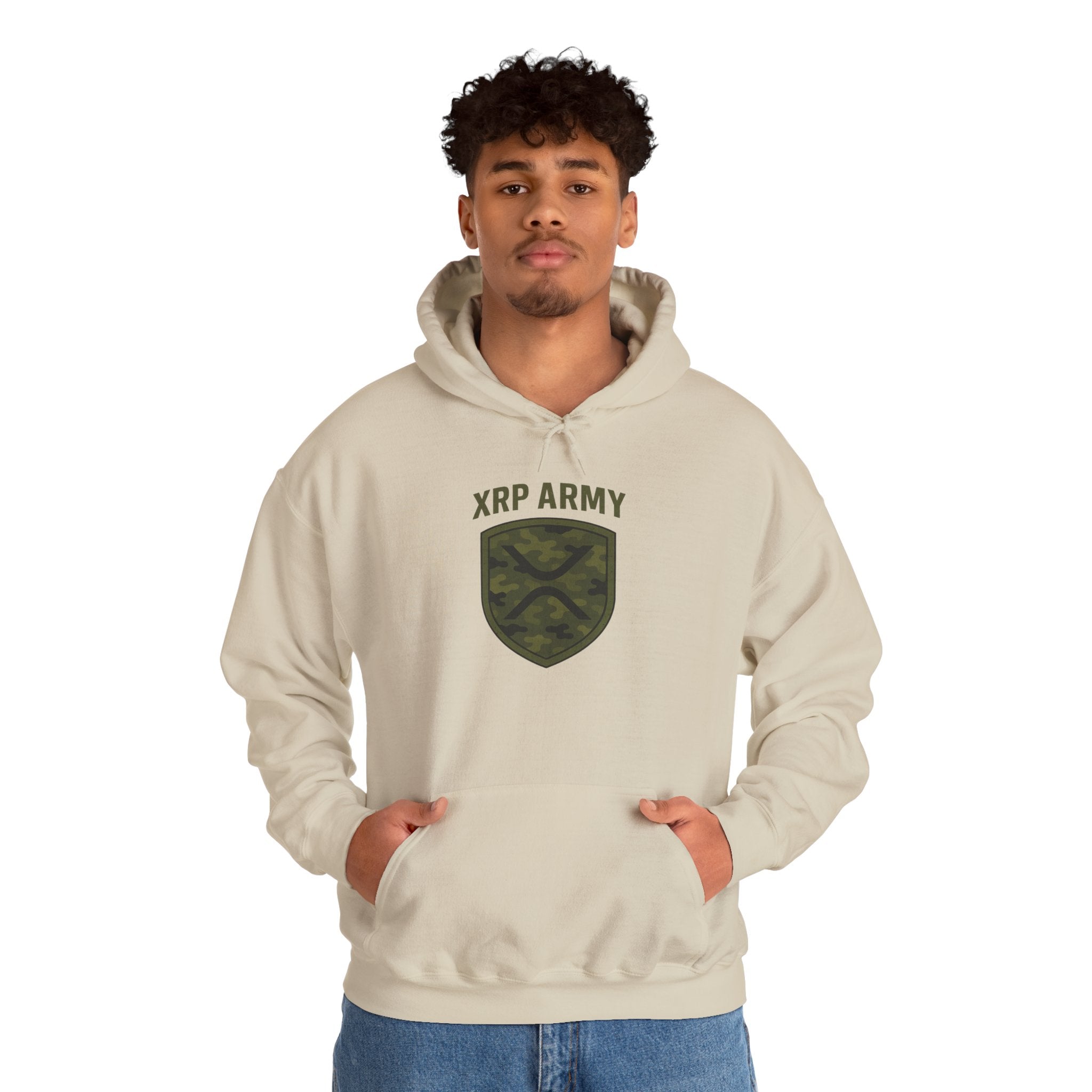 XRP Army Hoodie – Crypto Shield Camouflage Sweatshirt