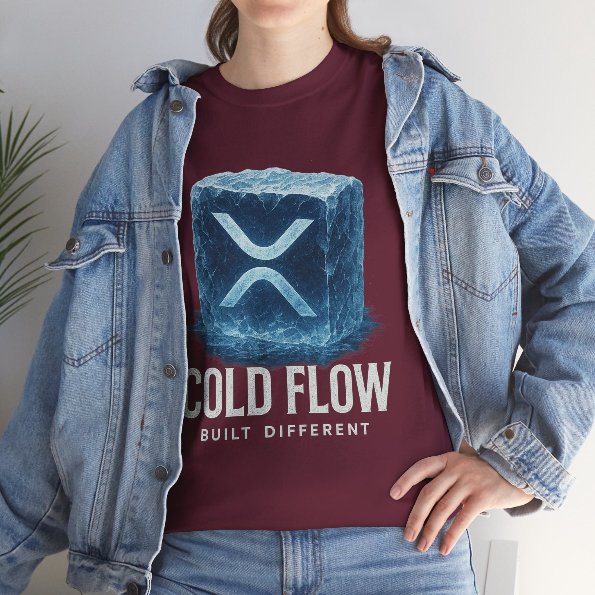 Cold Flow Ripple Logo T‑Shirt — 'Cold Flow: Built Different' Ice Cube Design