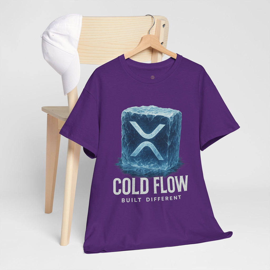 Cold Flow Ripple Logo T‑Shirt — 'Cold Flow: Built Different' Ice Cube Design