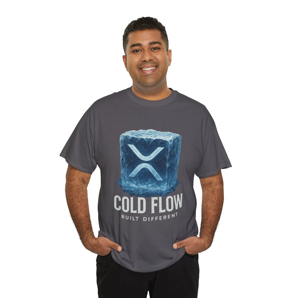 Cold Flow Ripple Logo T‑Shirt — 'Cold Flow: Built Different' Ice Cube Design