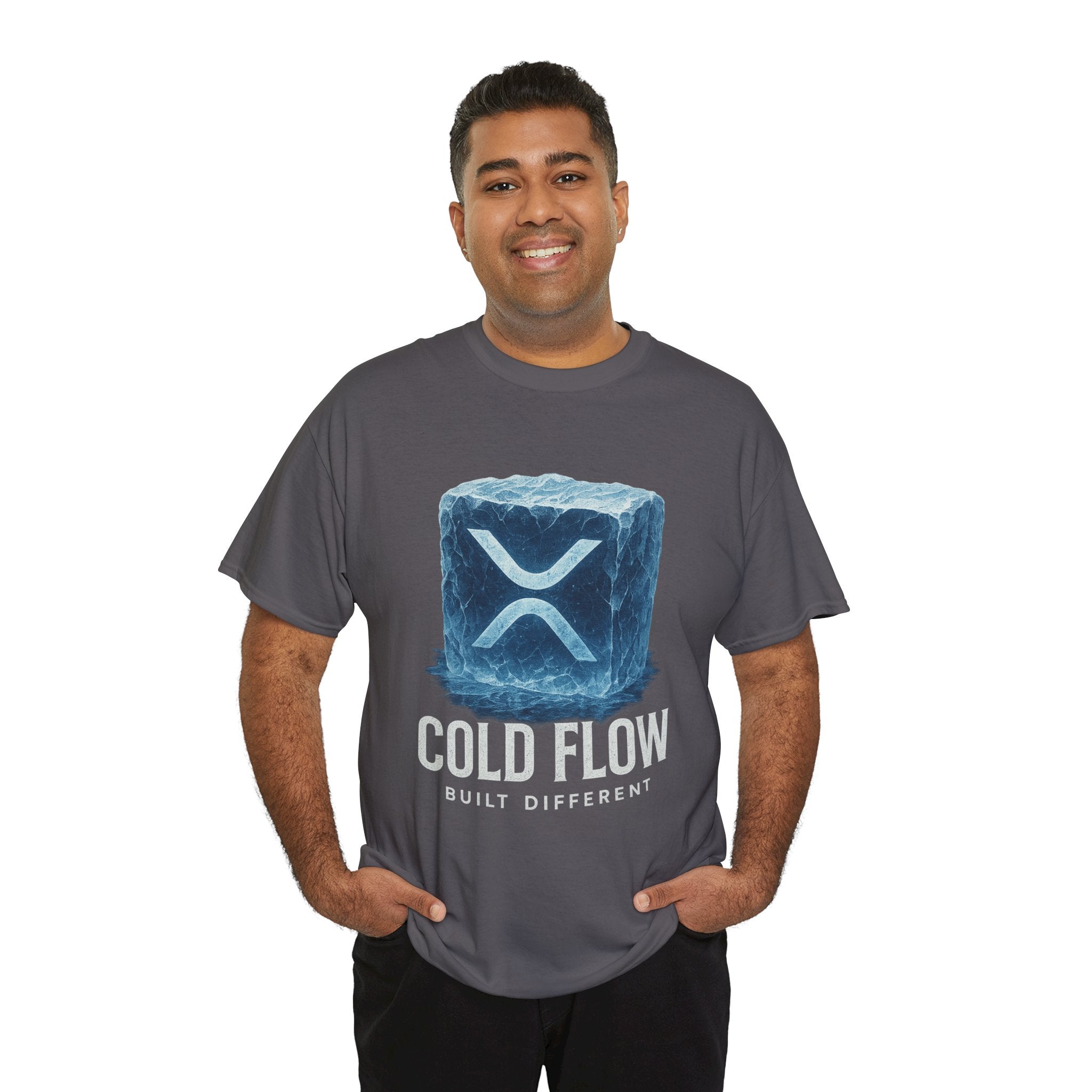 Cold Flow Ripple Logo T‑Shirt — 'Cold Flow: Built Different' Ice Cube Design