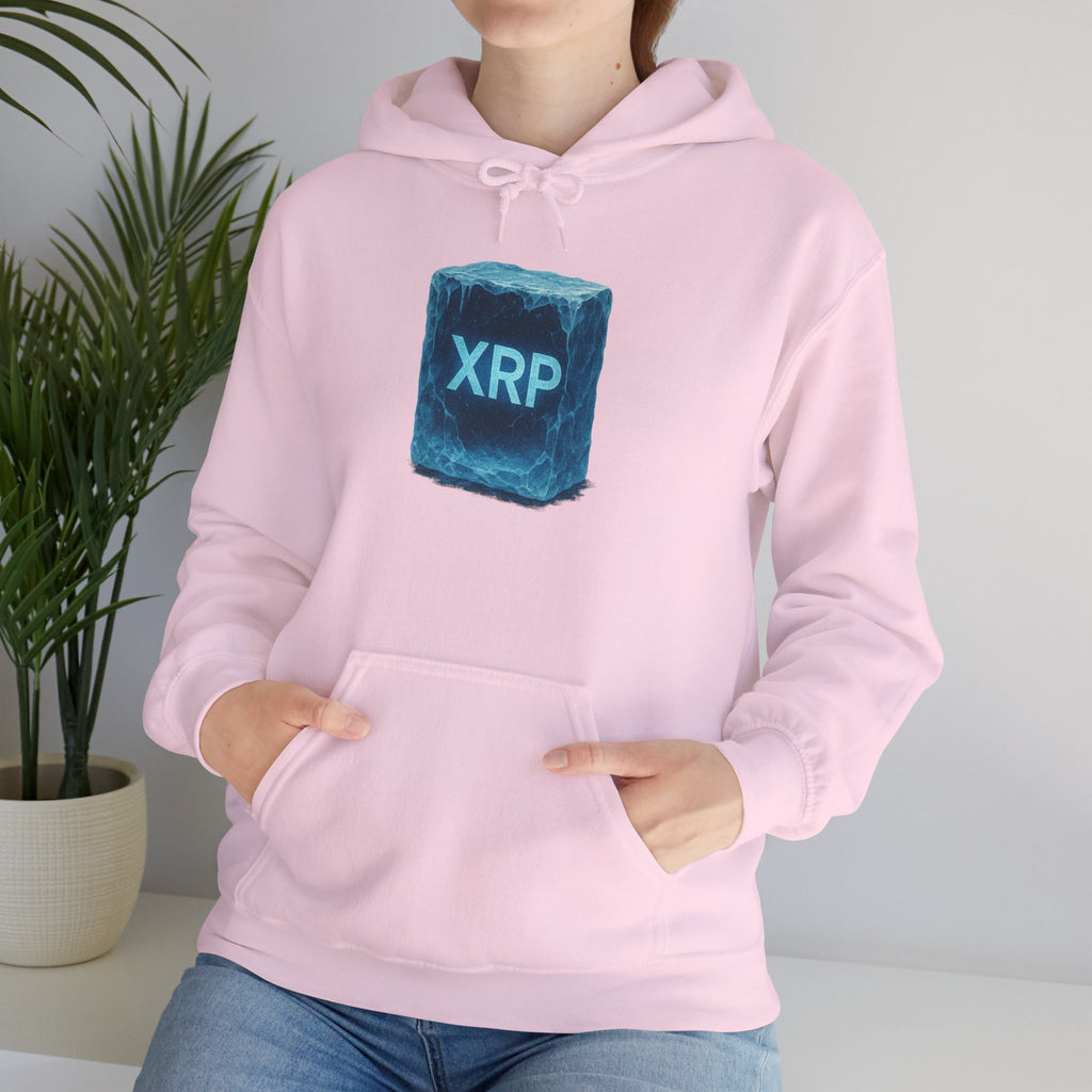 XRP Frozen Cube Hoodie — Crypto Ice Block Sweater for XRP Fans