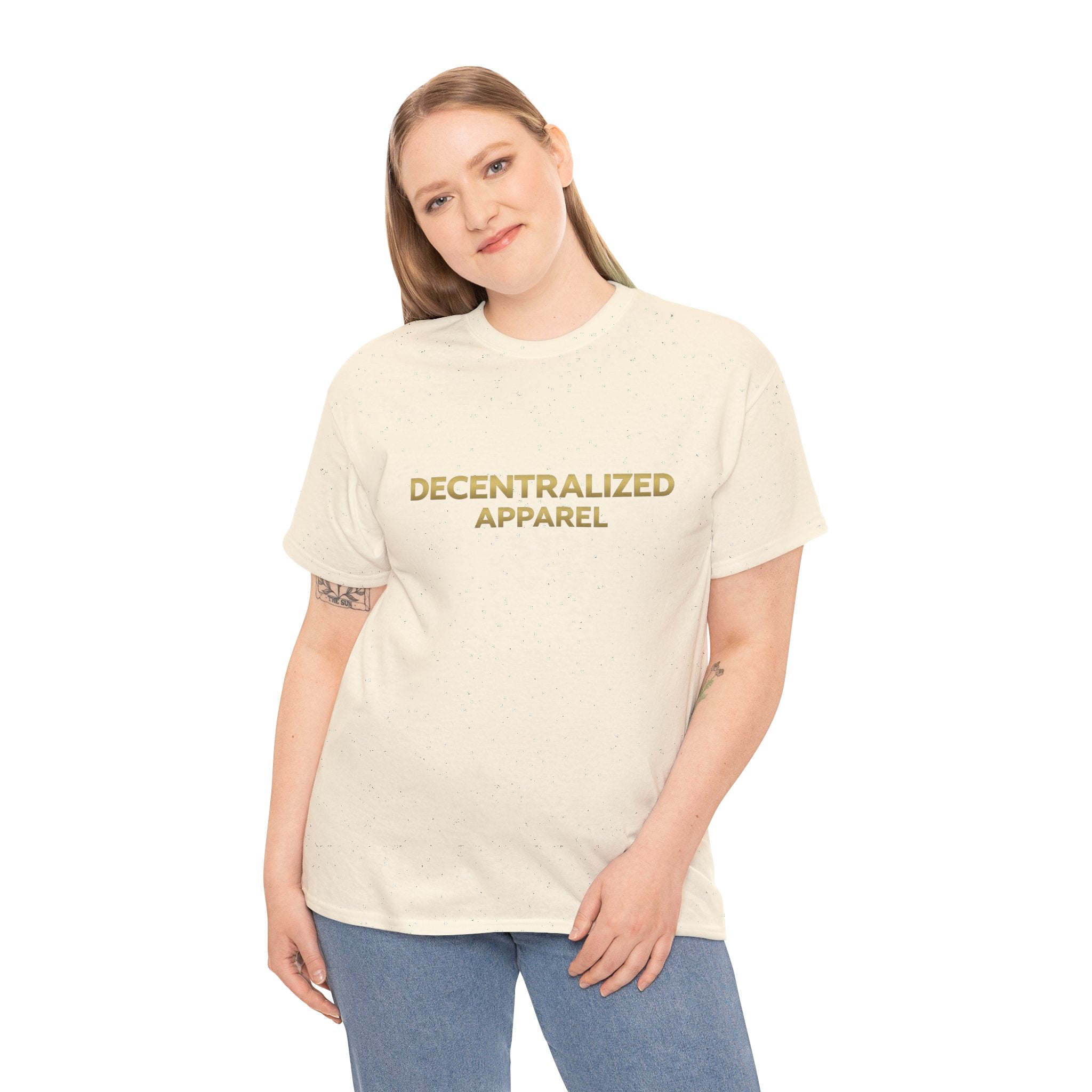 Decentralized Apparel T‑Shirt — Minimal Gold Logo Tee