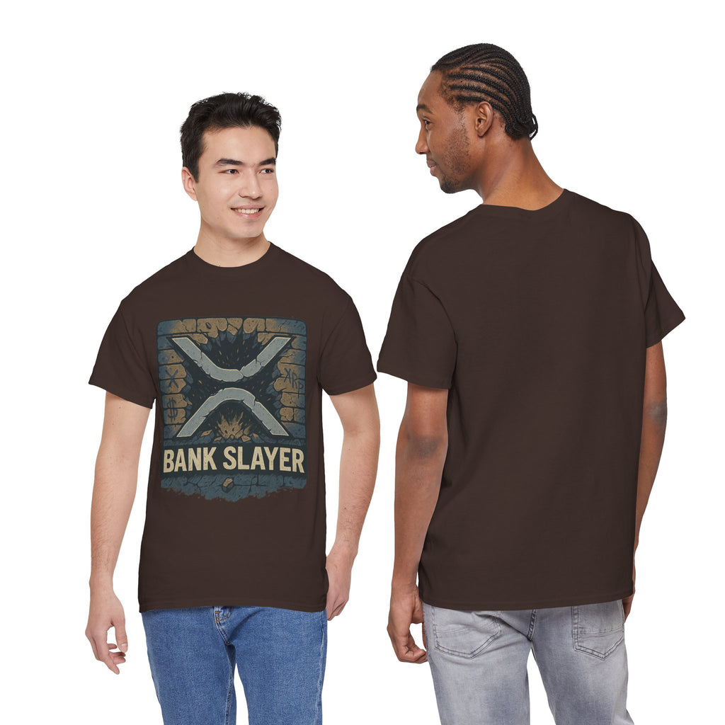 Bank Slayer T‑Shirt — Retro Grunge Crypto XRP Design