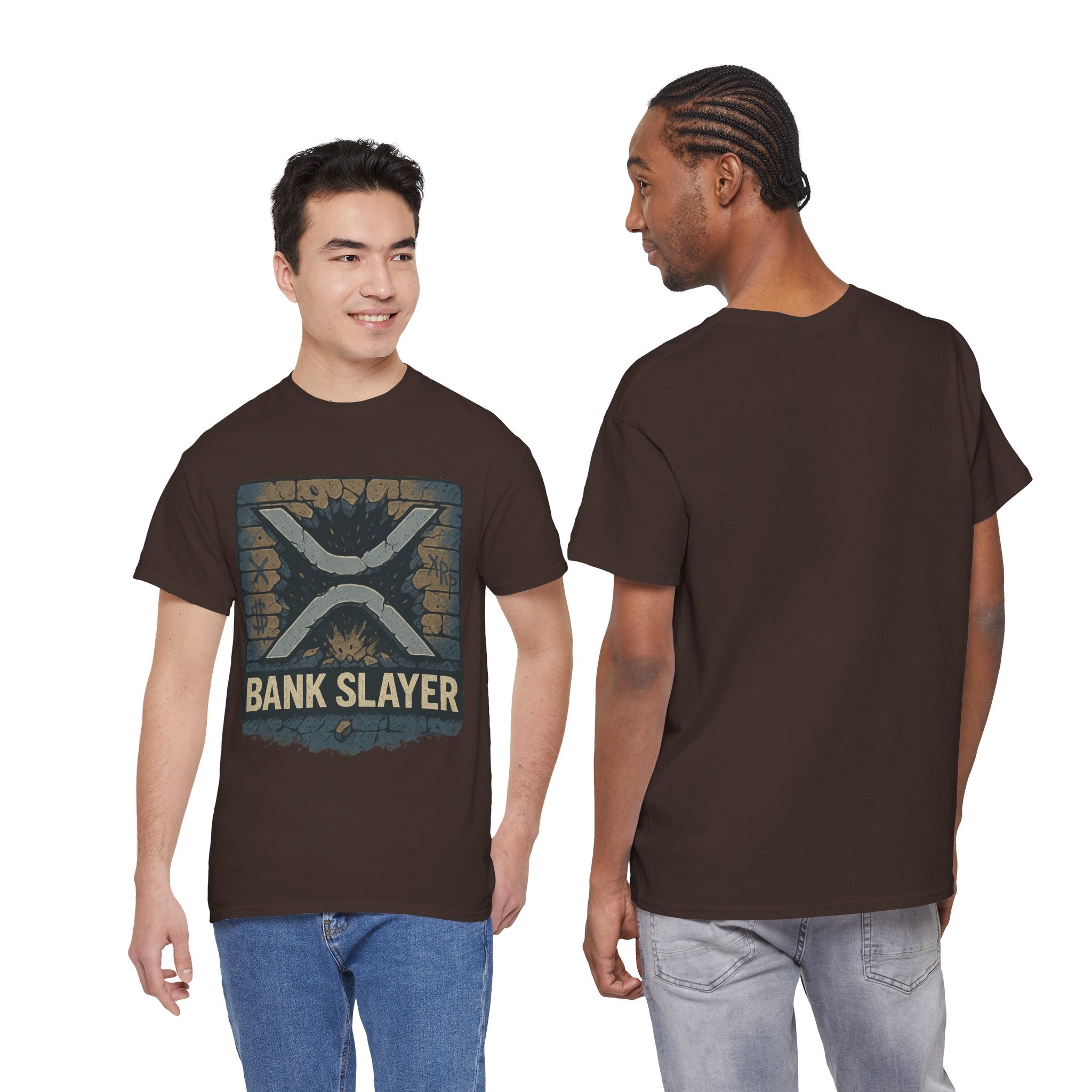 Bank Slayer T‑Shirt — Retro Grunge Crypto XRP Design