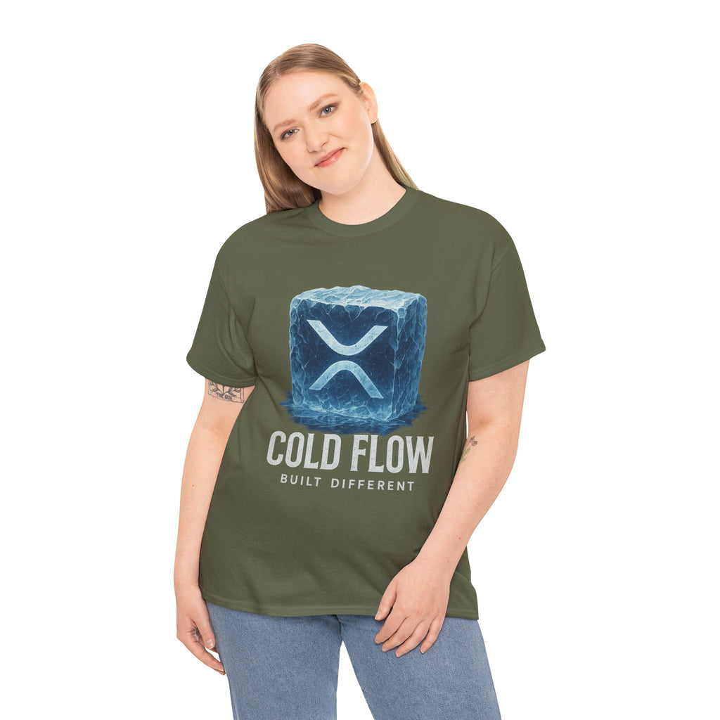 Cold Flow Ripple Logo T‑Shirt — 'Cold Flow: Built Different' Ice Cube Design