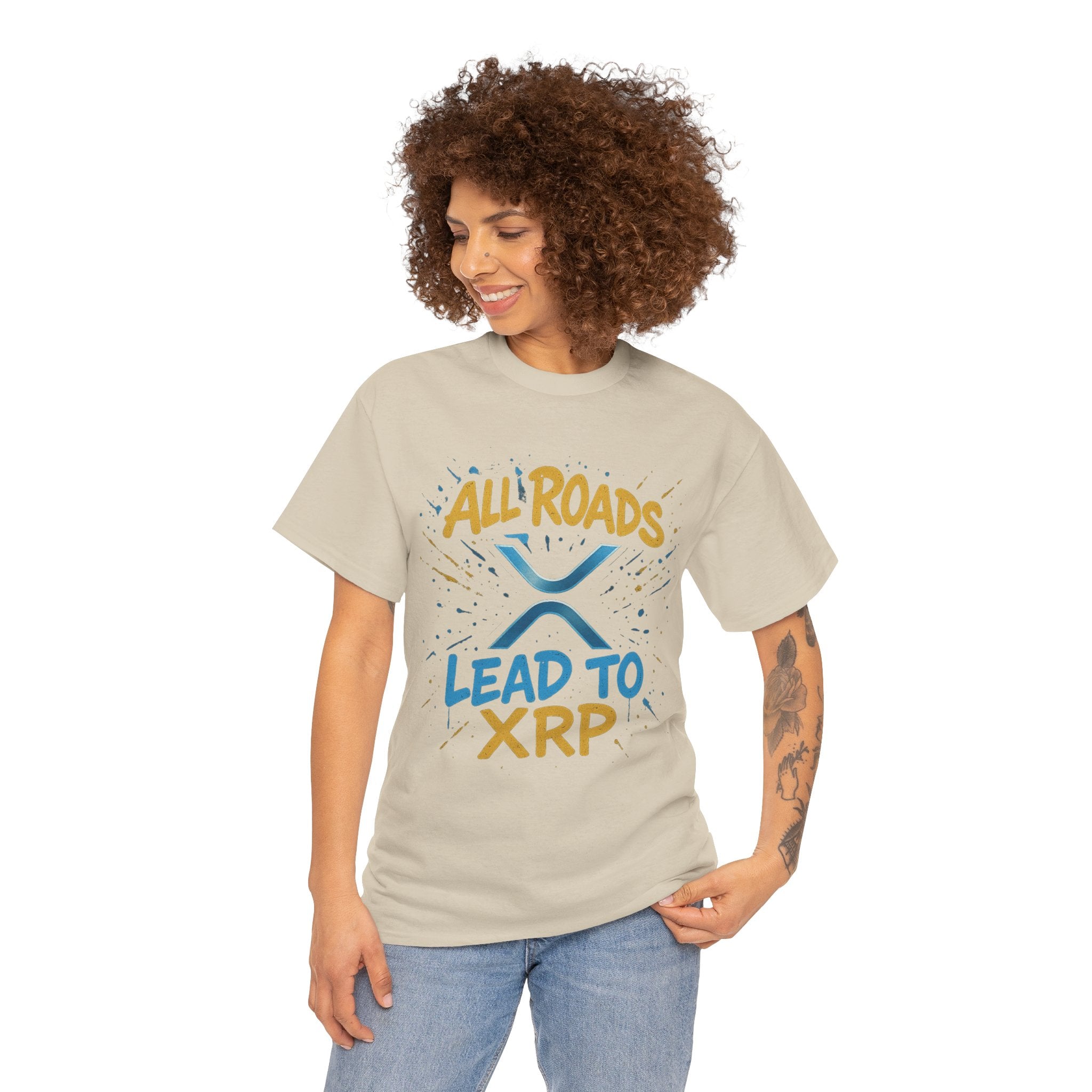 XRP Crypto Tee — "All Roads Lead to XRP" Casual Cryptocurrency Shirt