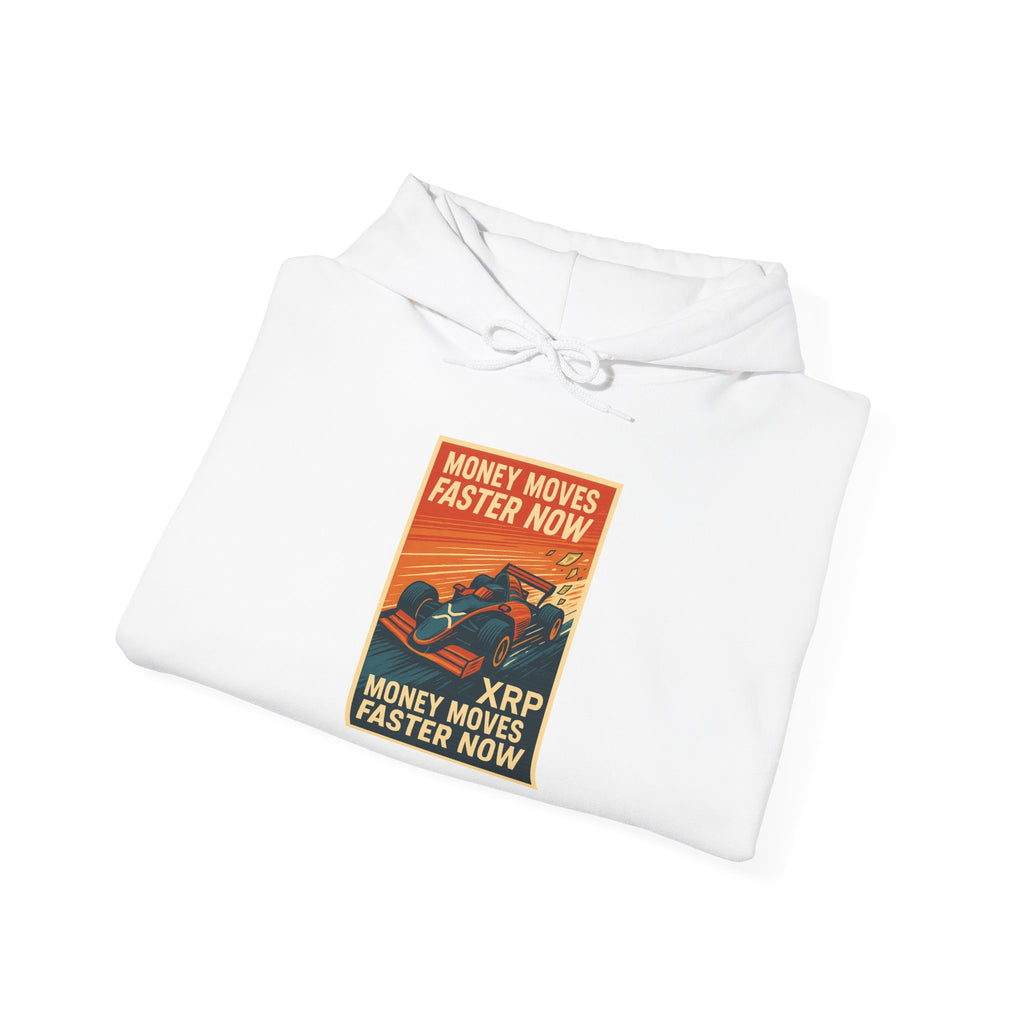 XRP 'Money Moves Faster Now' Hoodie – Crypto Retro Graphic Pullover