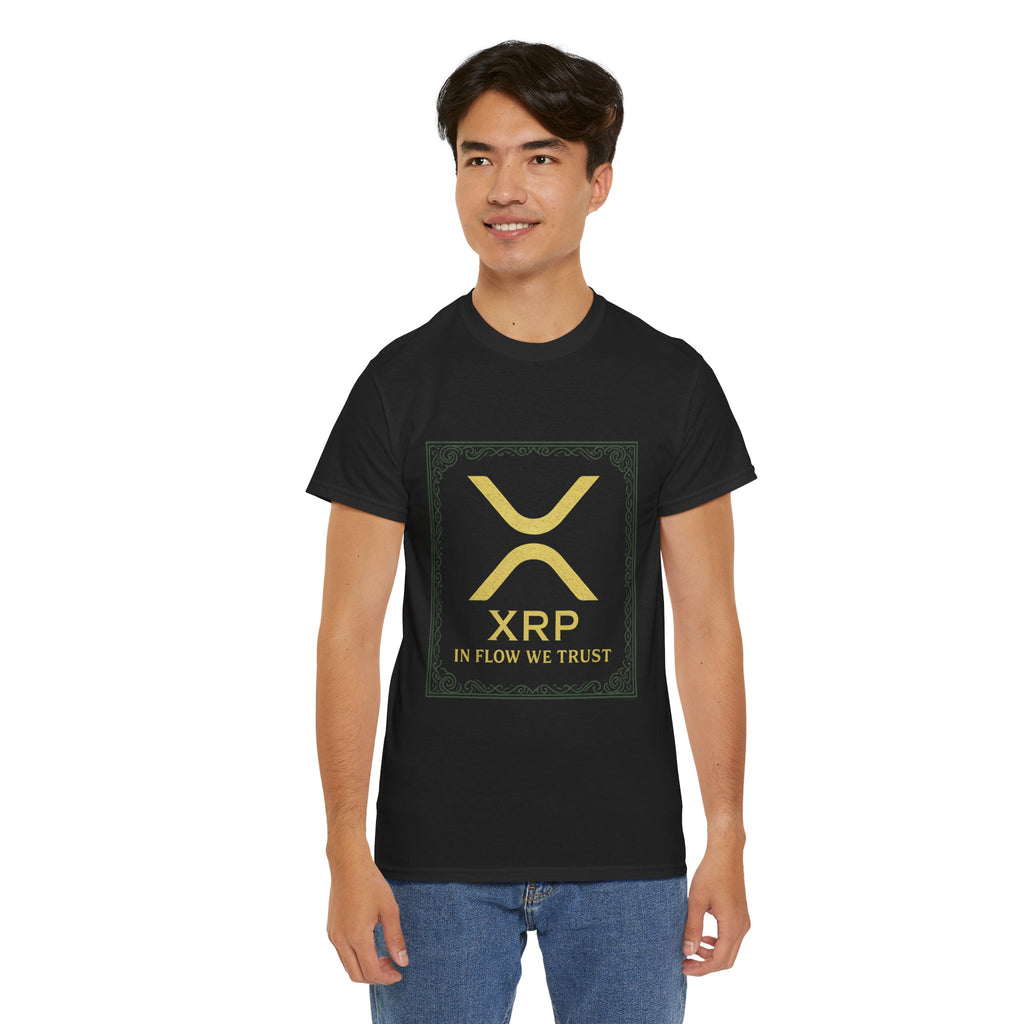 XRP Logo T-Shirt — "In Flow We Trust" Crypto Tee for Ripple Fans