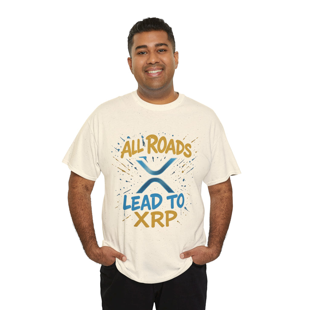 XRP Crypto Tee — "All Roads Lead to XRP" Casual Cryptocurrency Shirt