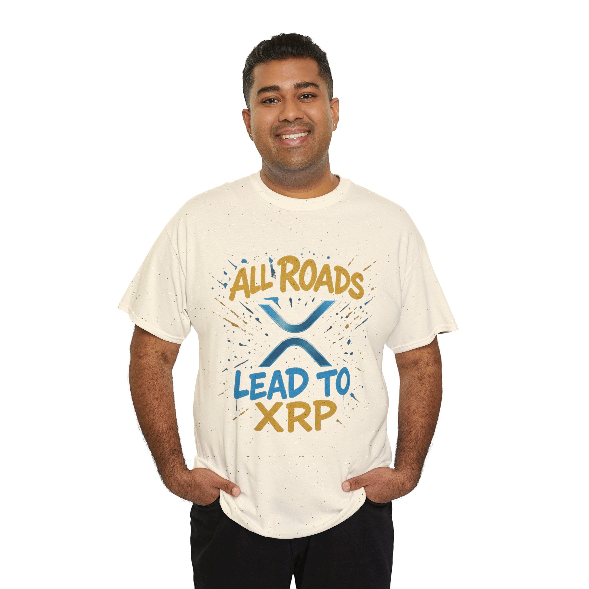 XRP Crypto Tee — "All Roads Lead to XRP" Casual Cryptocurrency Shirt