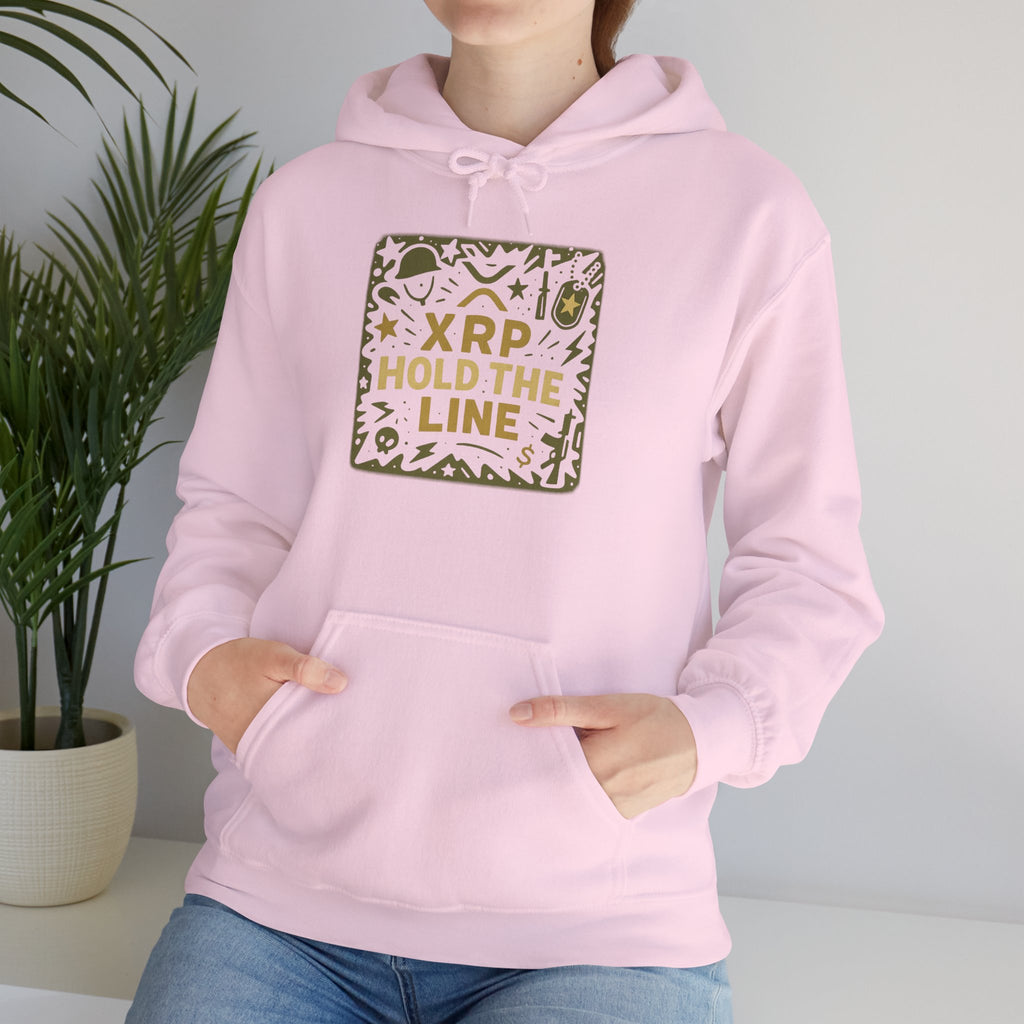 XRP Hold The Line Hoodie — Crypto Supporter Graphic Hooded Sweatshirt