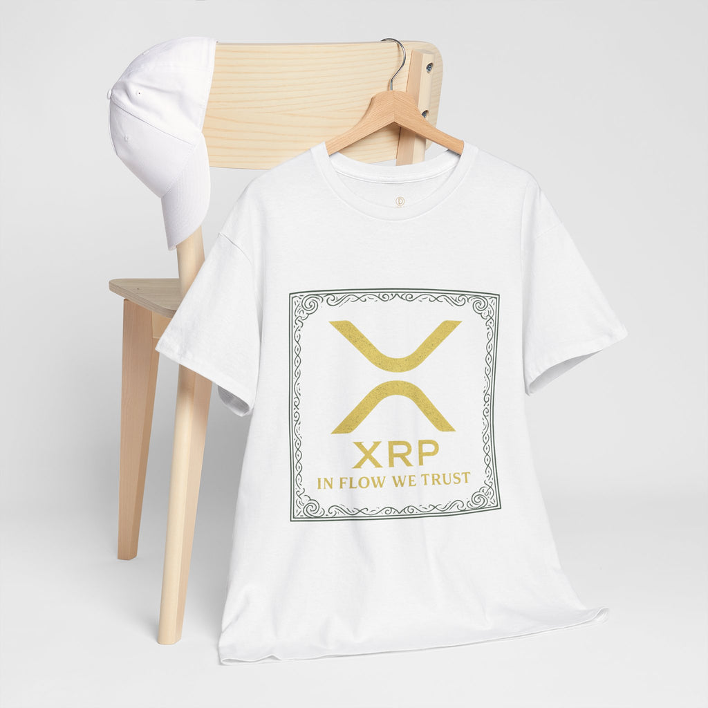 XRP Logo T-Shirt — "In Flow We Trust" Crypto Tee for Ripple Fans